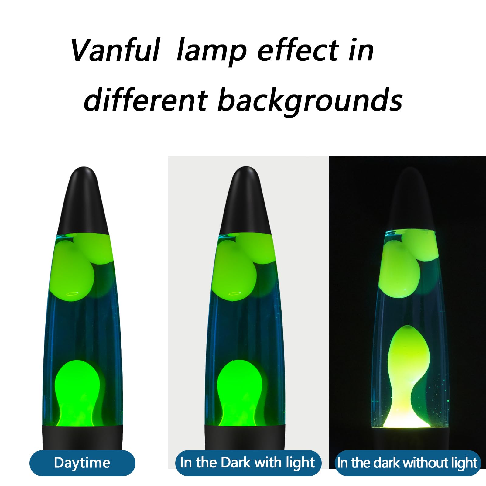 Vanful Green Magma Motion Lamp with Yellow Wax Flow in Blue Liquid for Kids Boys Girls Night Light for Home Room Office Decor Gl