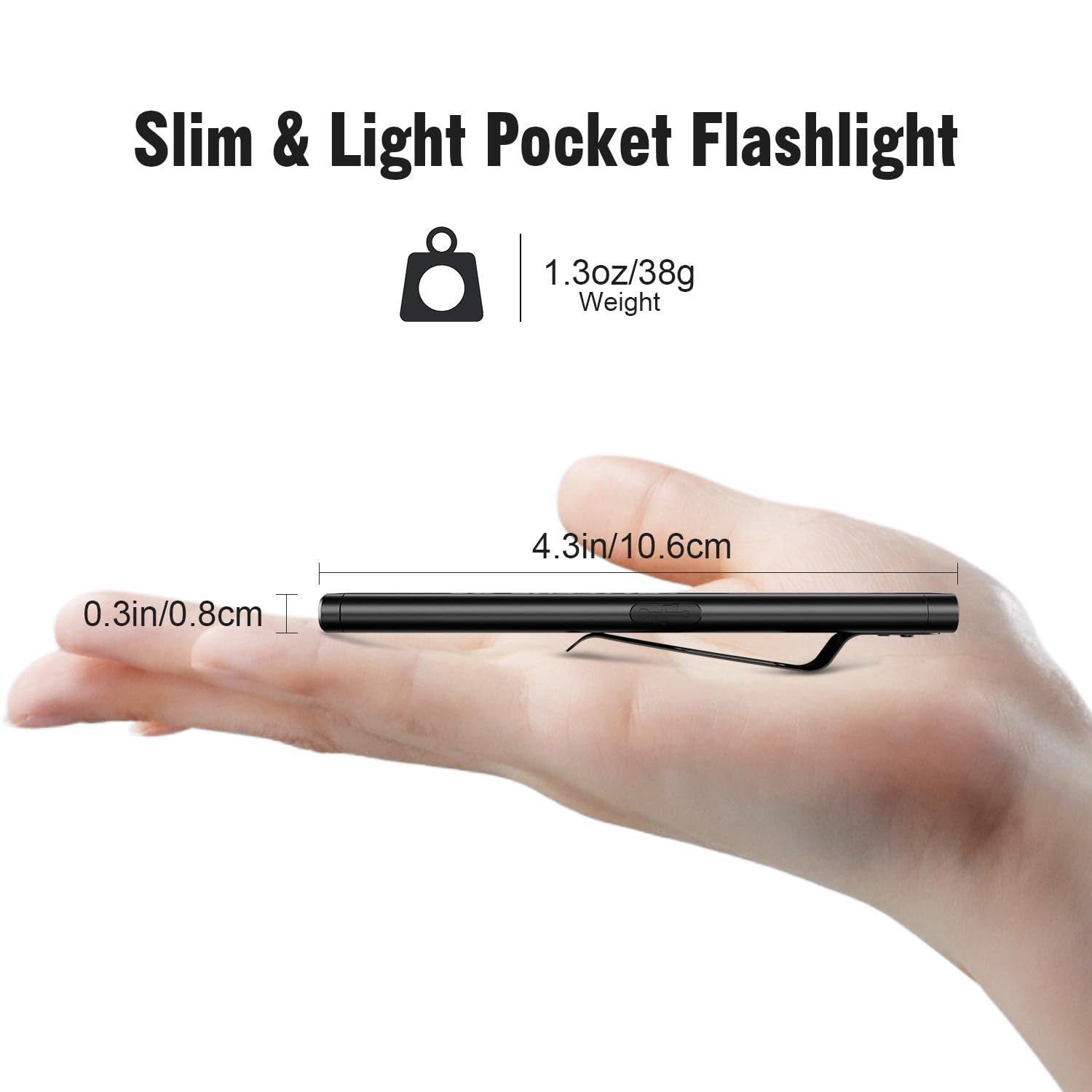 Bttfere 2 Pack Pocket Flashlight EDC Clip Light with Magnetic Base - 675 Lumen Rechargeable Slim Flat IPX4 Waterproof Dual Modes