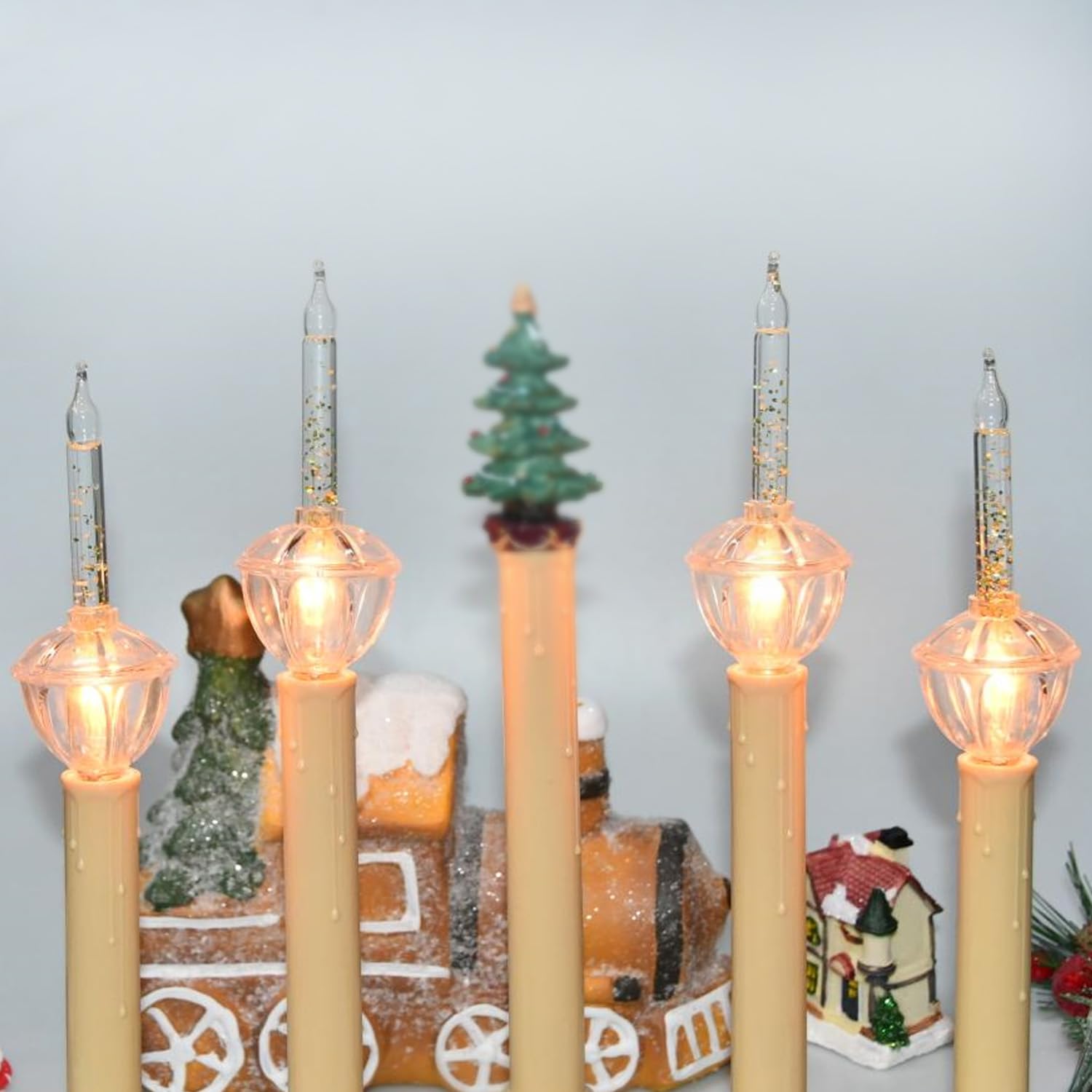Sotopoo 4 Pack Vintage Christmas Clear Bubble Bulbs Replacement With Golden Glitter, For Christmas Tree Lights Replacement Bulbs
