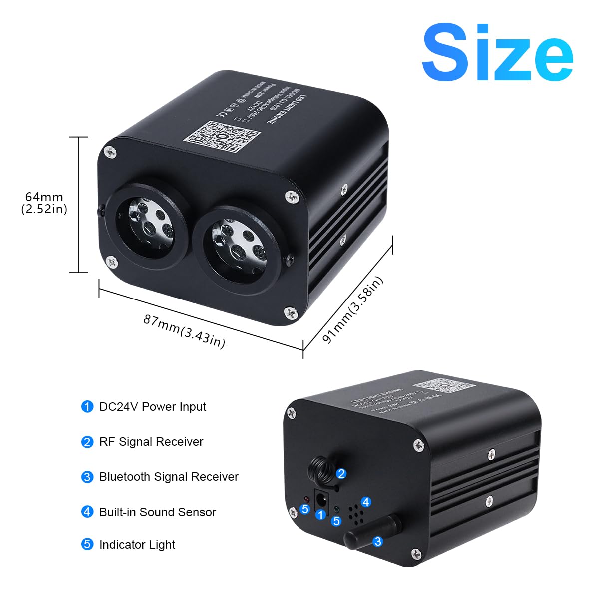 AMKI RGBW Dual Color 20W Twinkle Light Source Engine Driver - Remote/APP Control for Fiber Optic Star Ceiling Light Kit