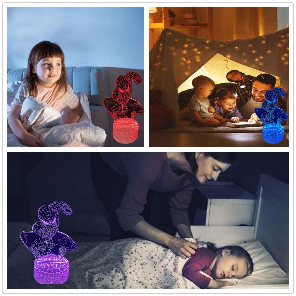 Hasdlga 3D Illusion Led Lamp,Night Light For Kids,16 Colors Changing Touch & Remote Control Superhero Christmas Gifts For Boys G