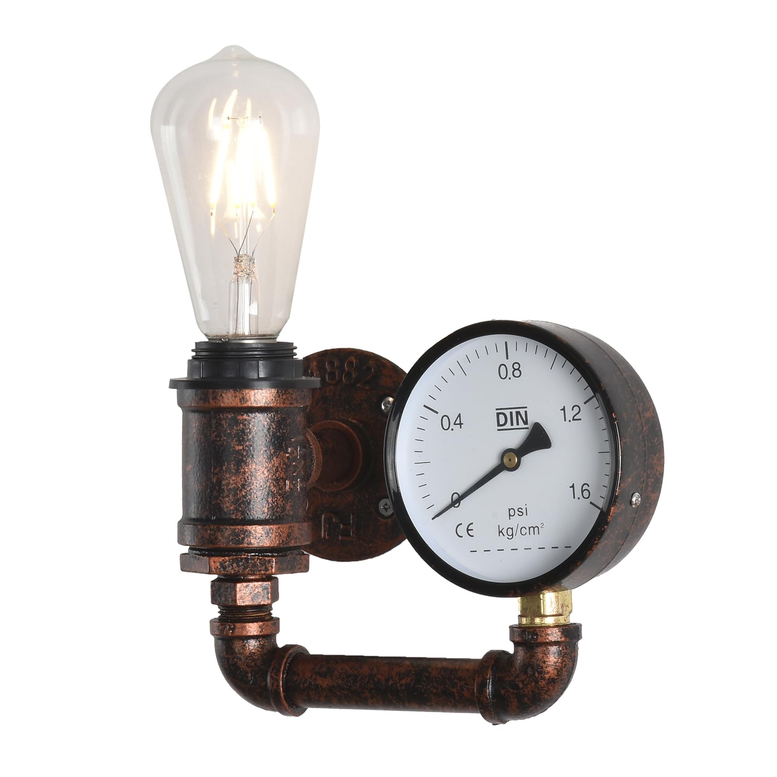 XEYOU Cast Iron Steampunk Wall Sconce Vintage Industrial E26 Edison Bulb Fixture Retro Pipe Wall Lamp for Cafe Bar Restaurant Be