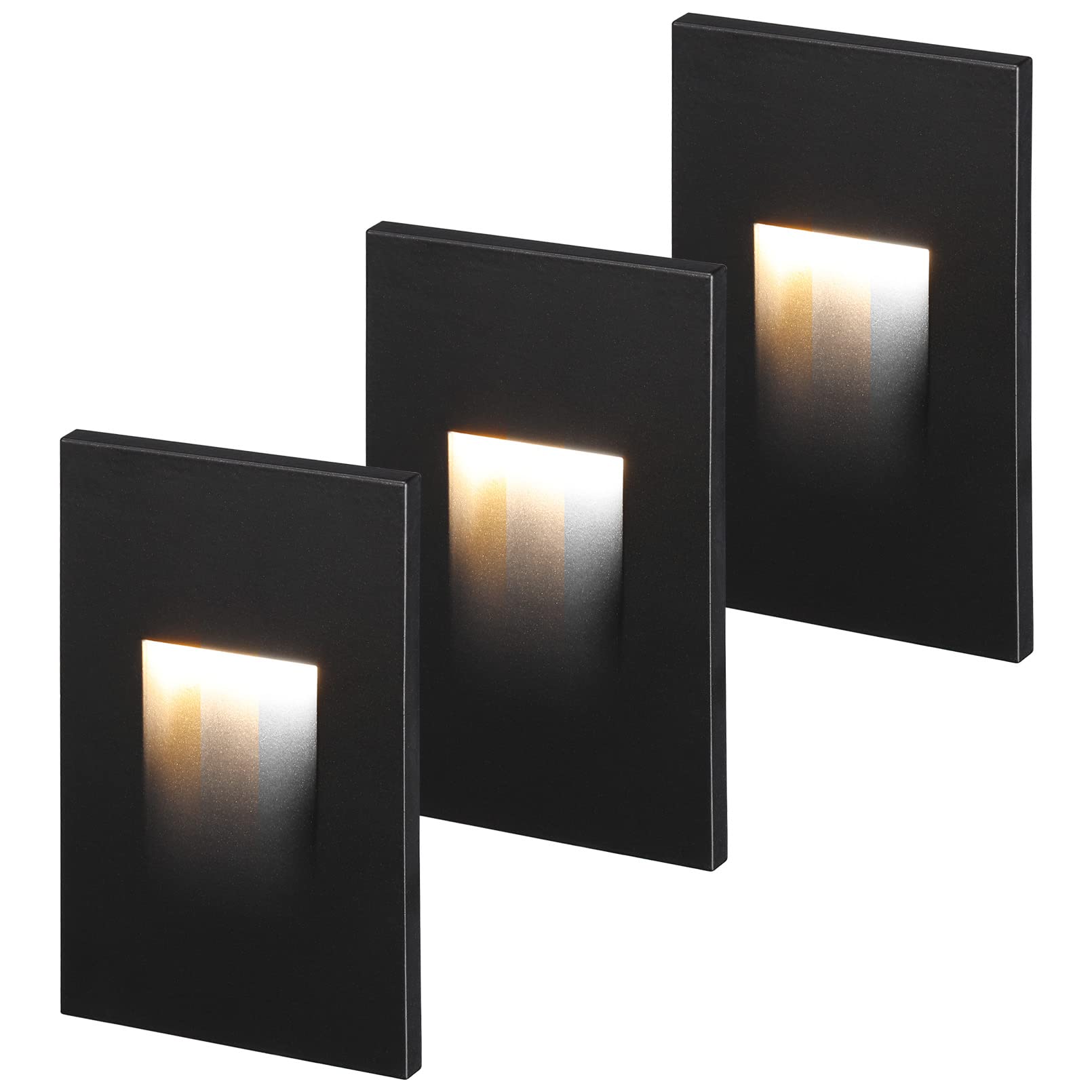 LEONLITE LED Step Lights, 3CCT Dimmable, IP65 Waterproof, Aluminum, 2.87 Inch, Black, Model 98832, Pack of 3