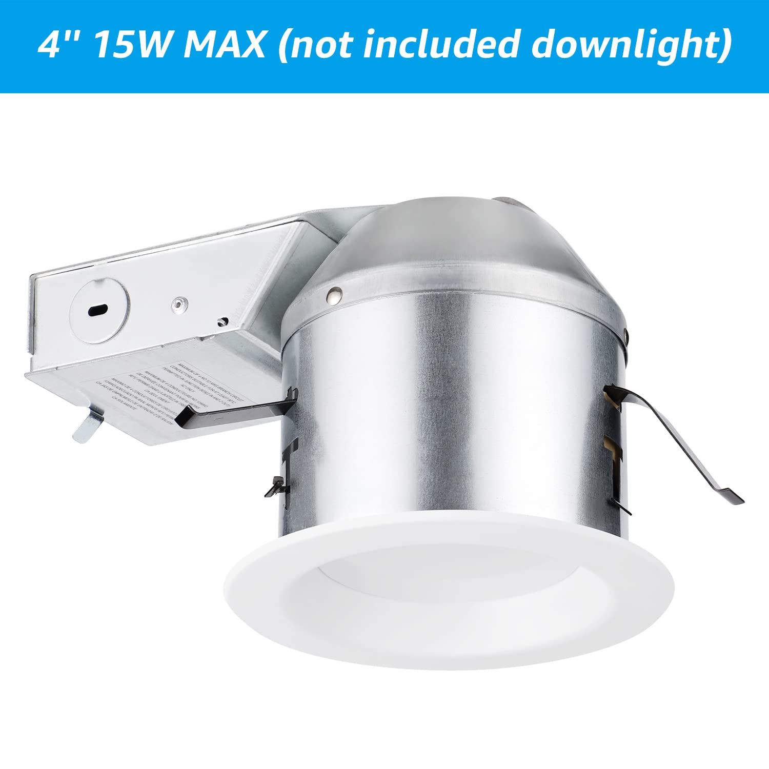 TORCHSTAR 8-Pack 4" Shallow IC Rated Recessed Lighting Housing, Max 15W, ETL Listed, Damp Location, Model 89475