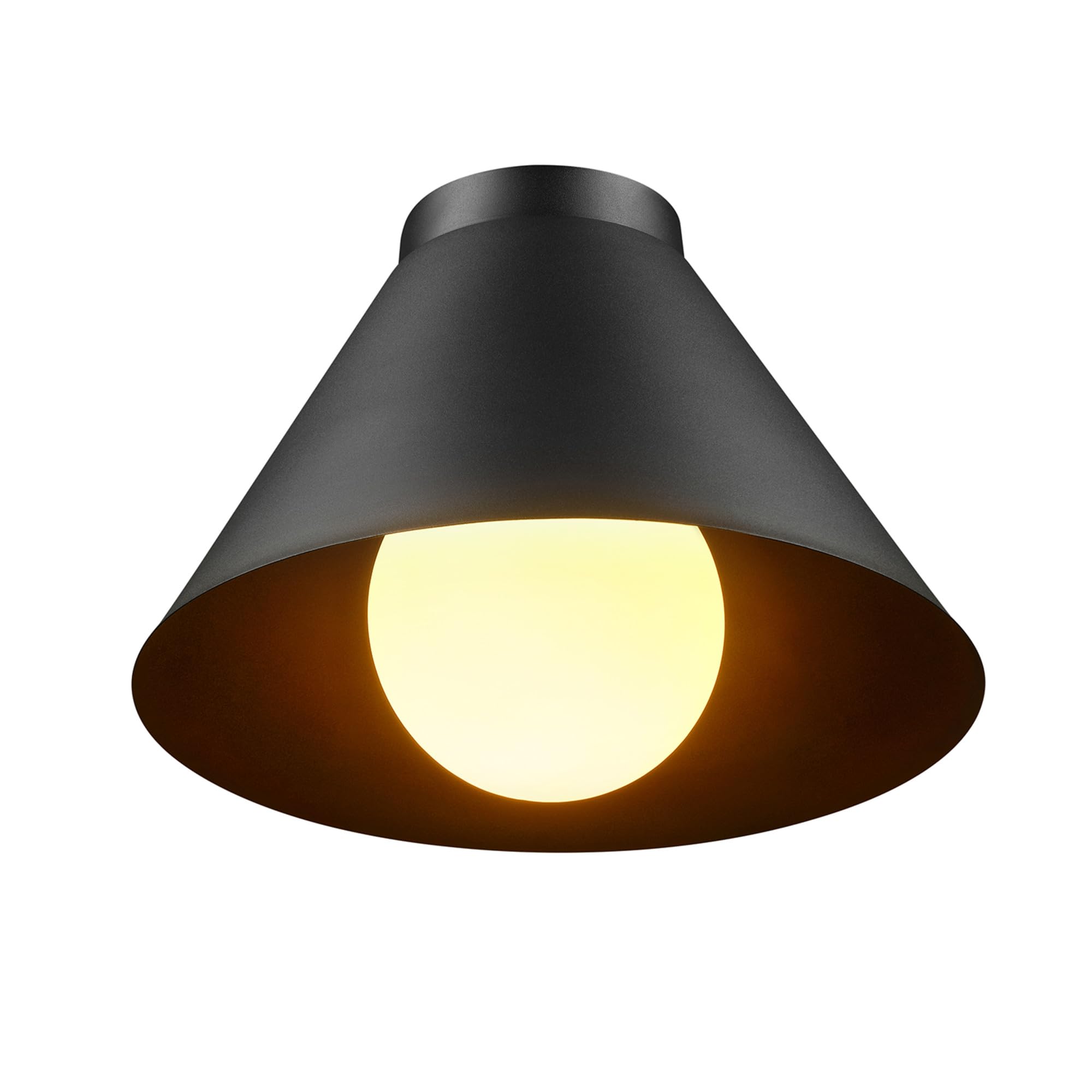 Globe Electric 60000163 1-Light Outdoor Flush Mount, Painted Black Sand Texture, Frosted Opal Glass Inner Shade