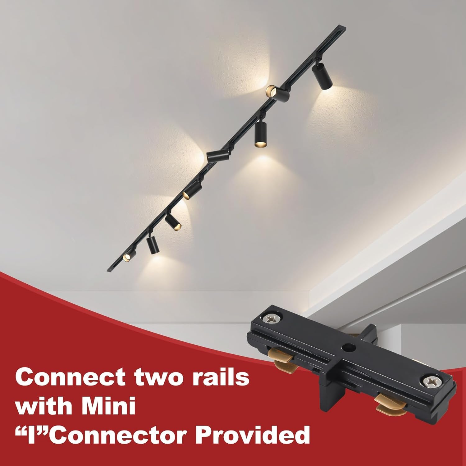 LRAEMXG 4-Light GU10 Track Lighting Kit, Modern Black Aluminum Ceiling Spot Lights, 3.3FT H Type Rails, No Bulbs Included