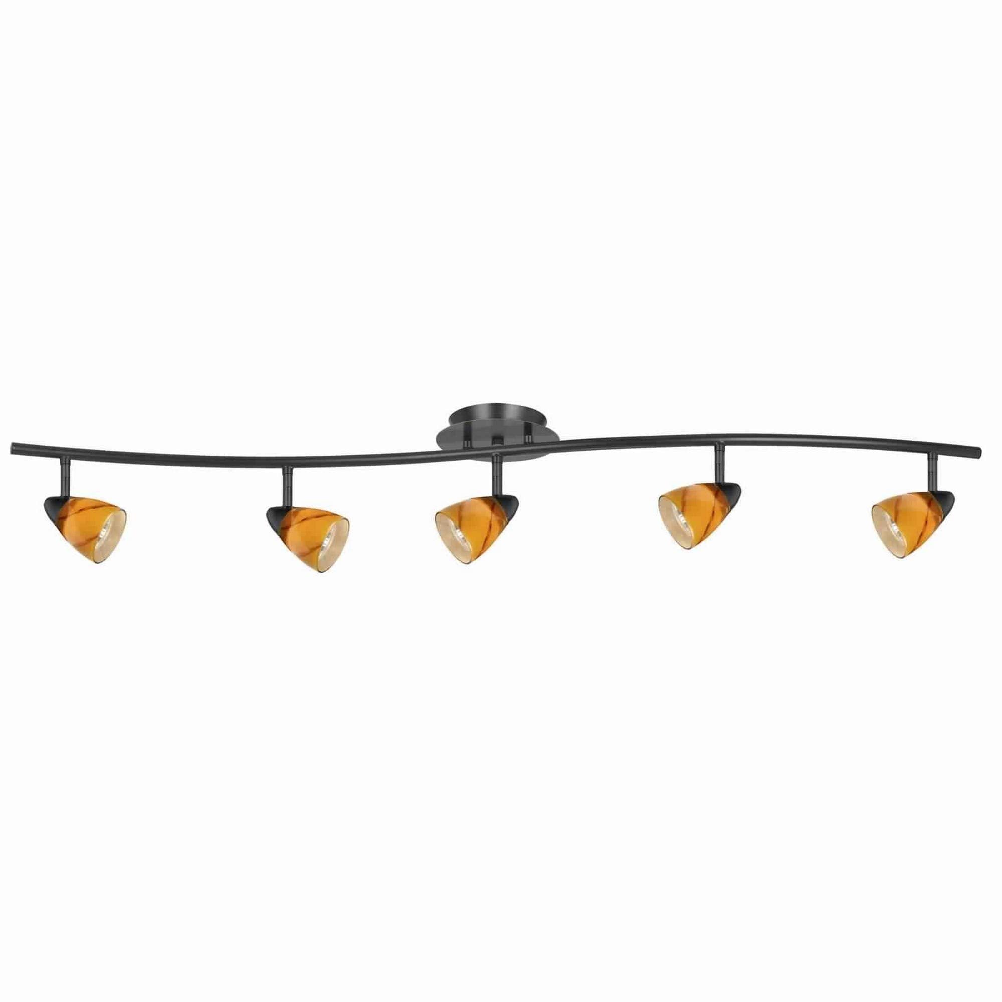 Benzara 5 Light Metal Track Light Fixture, Black and Yellow, Model BM225649