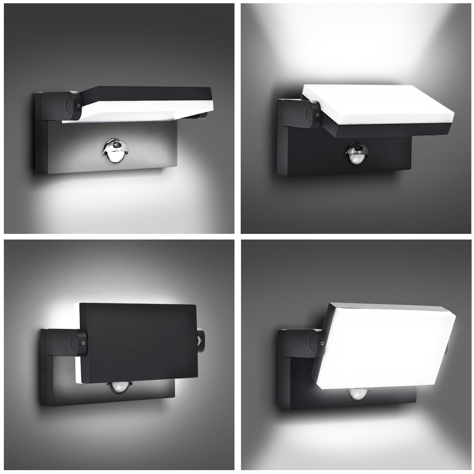 rosykite 40W LED Wall Pack Lights with Motion Sensor, 3CCT Selectable, Black, Model ROS-1856-40-2 Pack for Outdoor Use