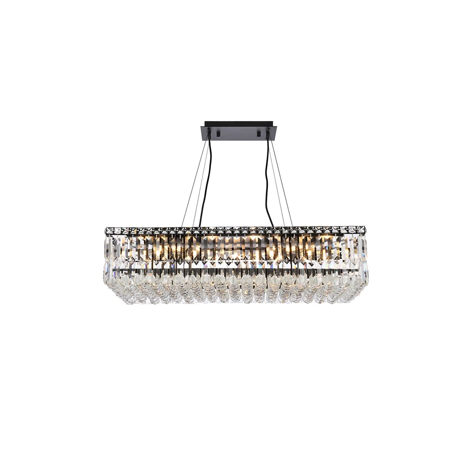 Elegant Lighting Maxime 32&quot; Black Metal & Crystal Chandelier - Modern Home Decor