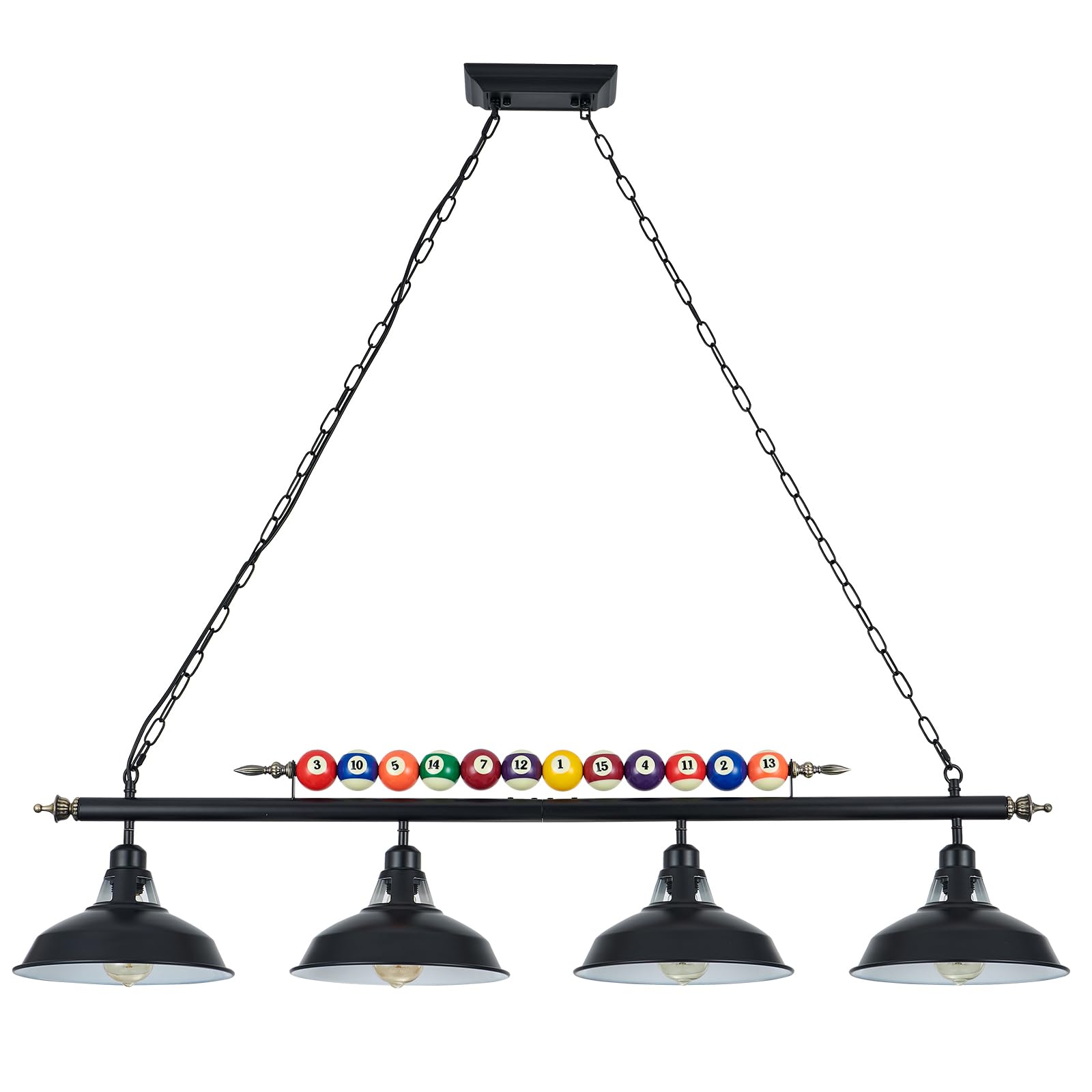 Mcacggo Billiard Pool Table Lights 4-Light Black Matte Metal Shades, 50'' Pool Table Lighting For 7'-8' Table, Billiard Light Su