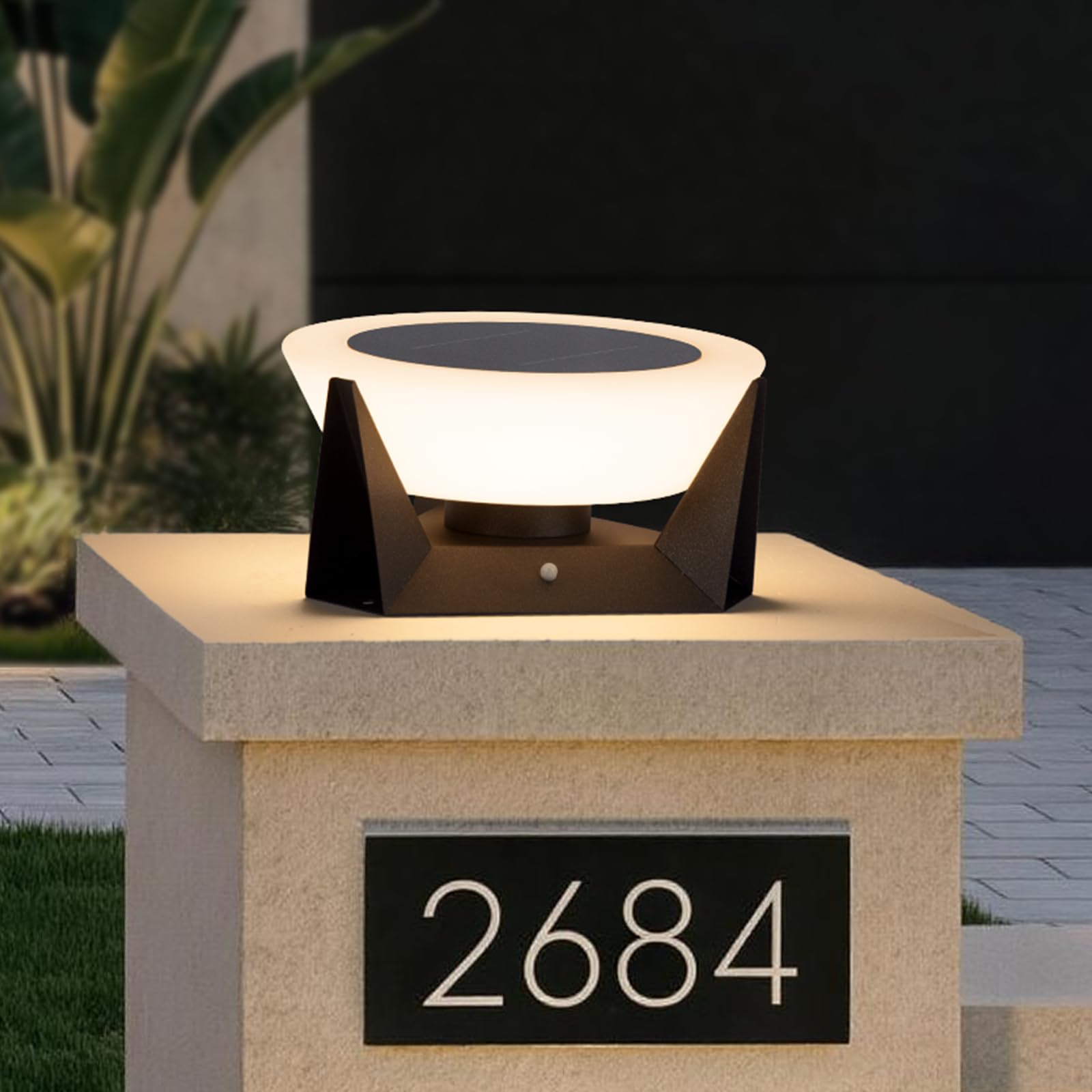 MVBT Solar Post Lights Outdoor, 11 Outdoor Pillar Lights, IP54 Waterproof Solar Powered Column Lamp, Dusk to Dawn Modern Post Li