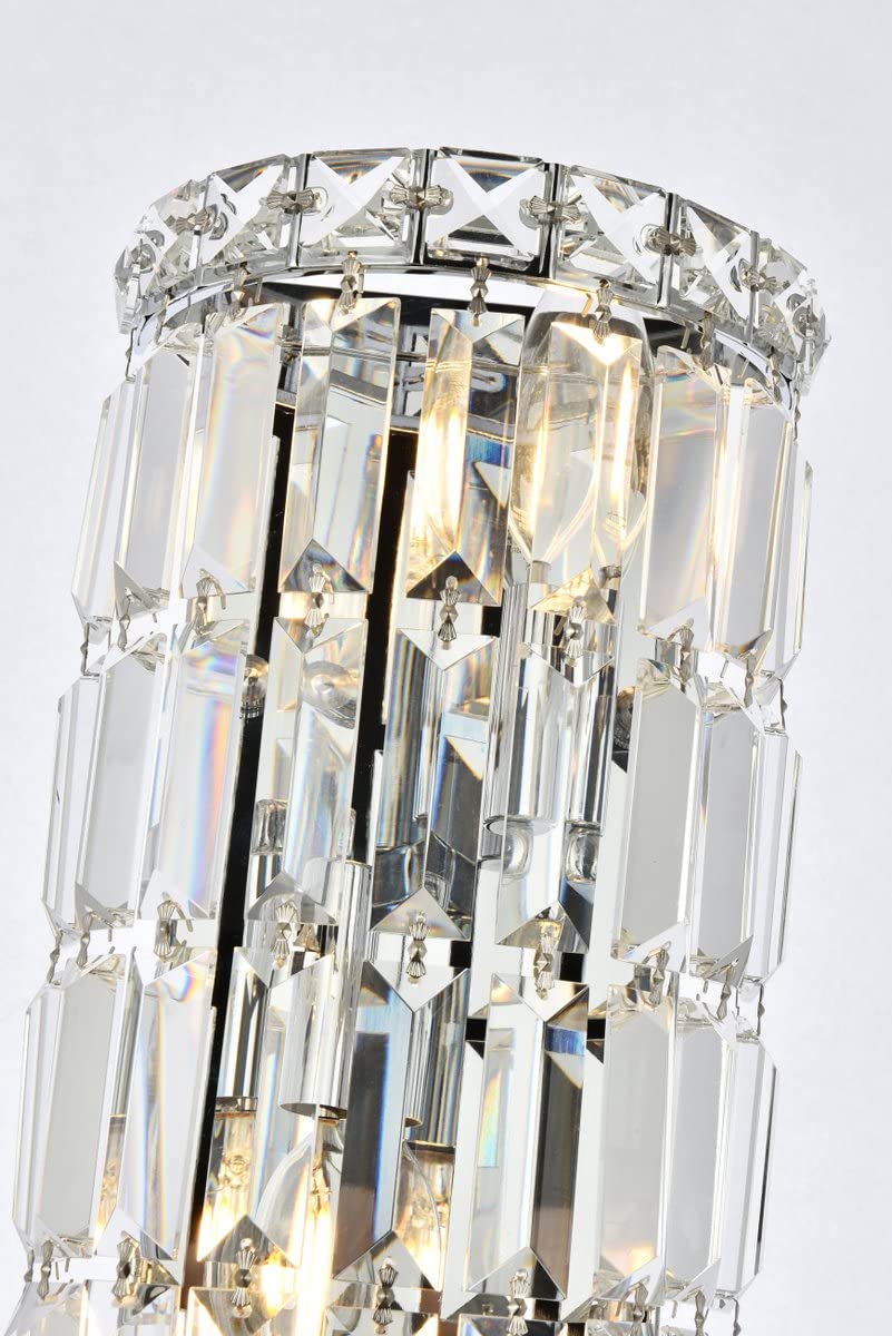 Elegant Lighting 2-Light Wall Sconce, Chrome Finish, Royal Cut Crystals, Model 2030W6C/RC, Size 6in x 12in