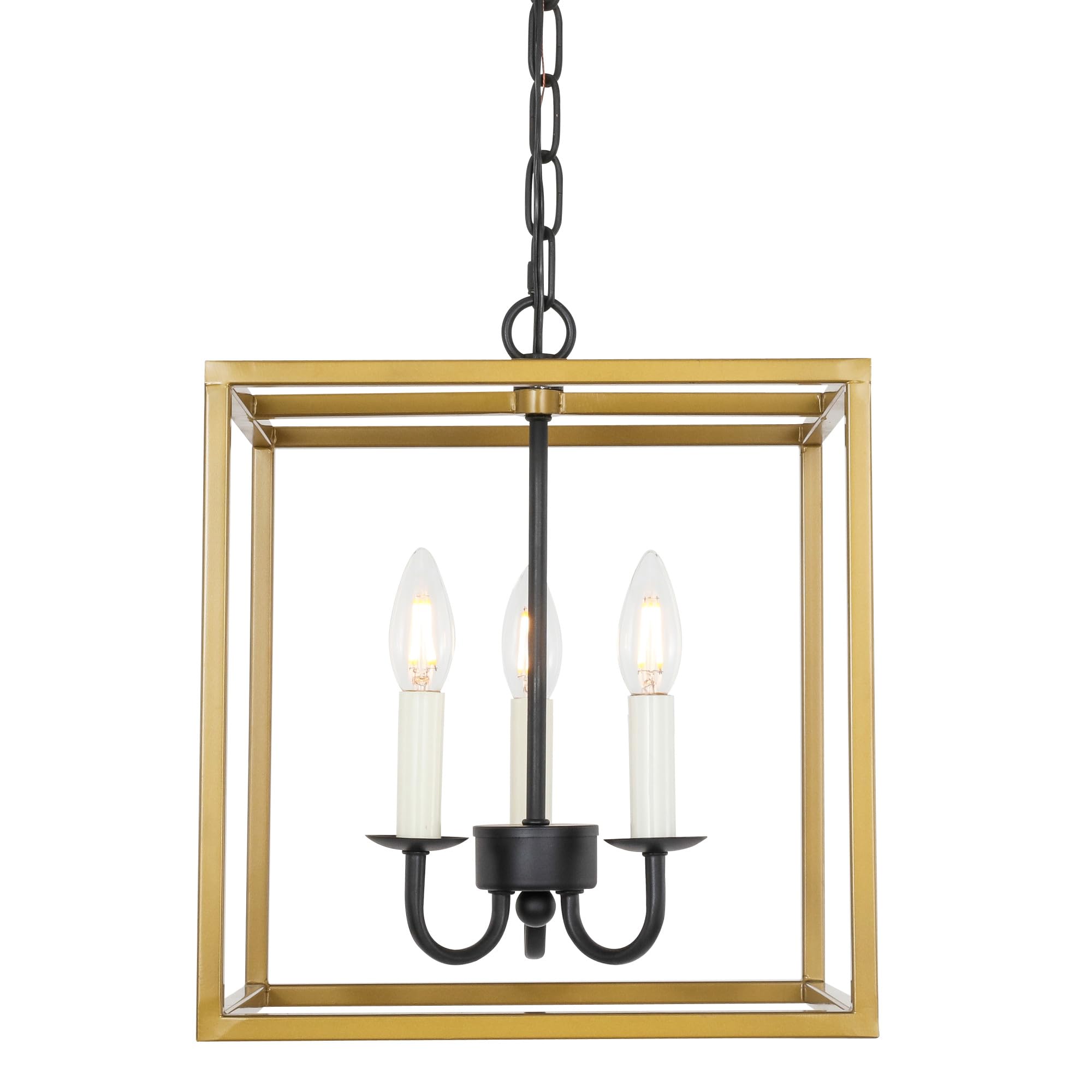 Living District Brass And Black Eclipse 3-Light Pendant Light Fixture