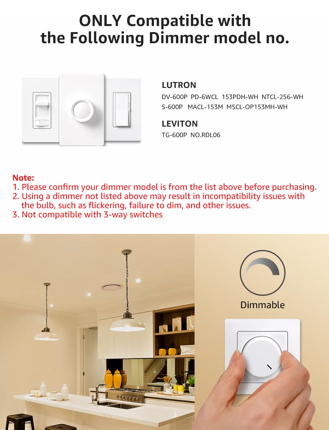 Lepro Dimmable LED Light Bulbs, 100W Equivalent, 14W, 1500LM, Warm White, A19 E26, 6 Pack, UL FCC Listed,