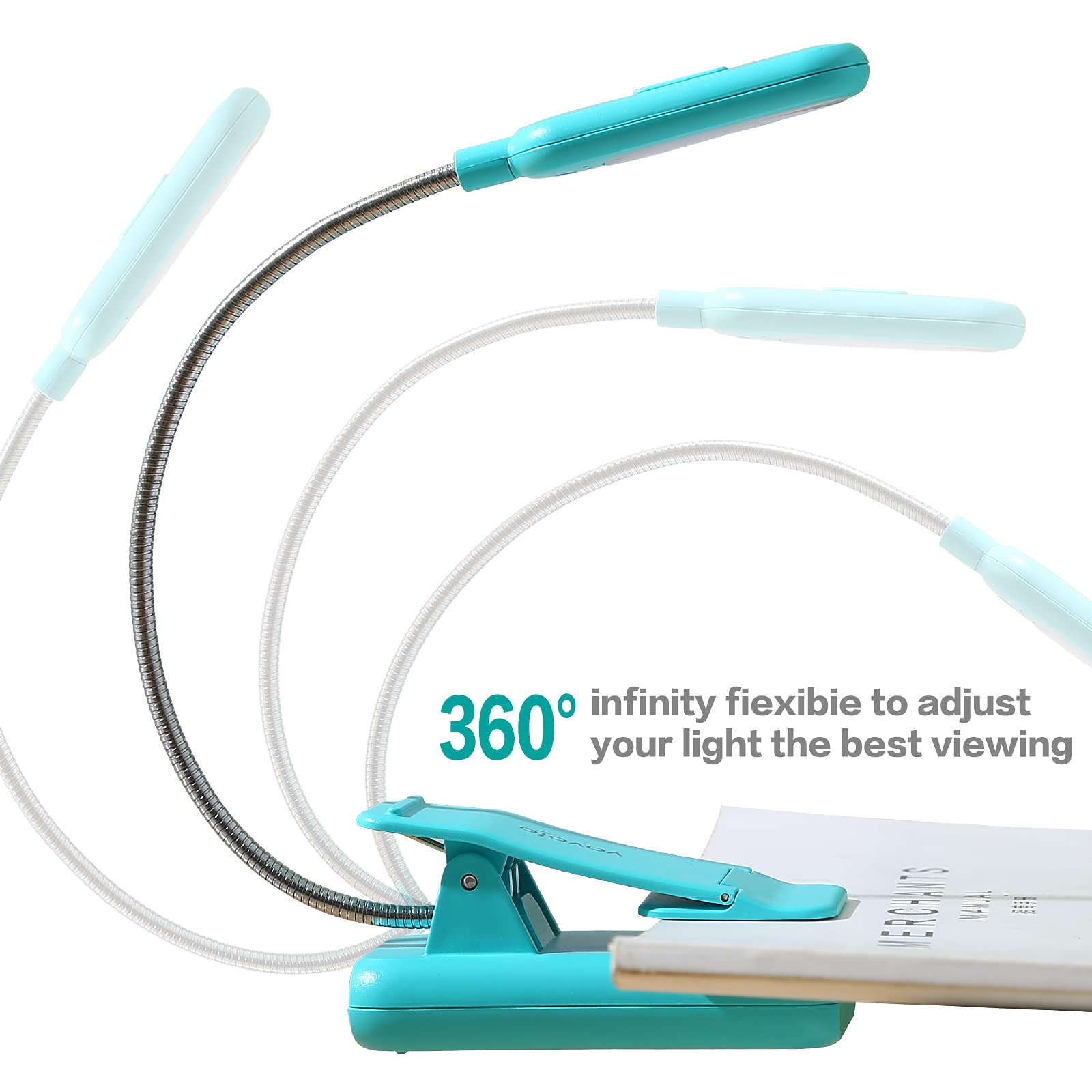 Vavofo Clip On Rechargeable Reading Light, 7 Leds With 3 Colortemperature 9 Brightness Levels Book Lights For Reading In Bed Wit