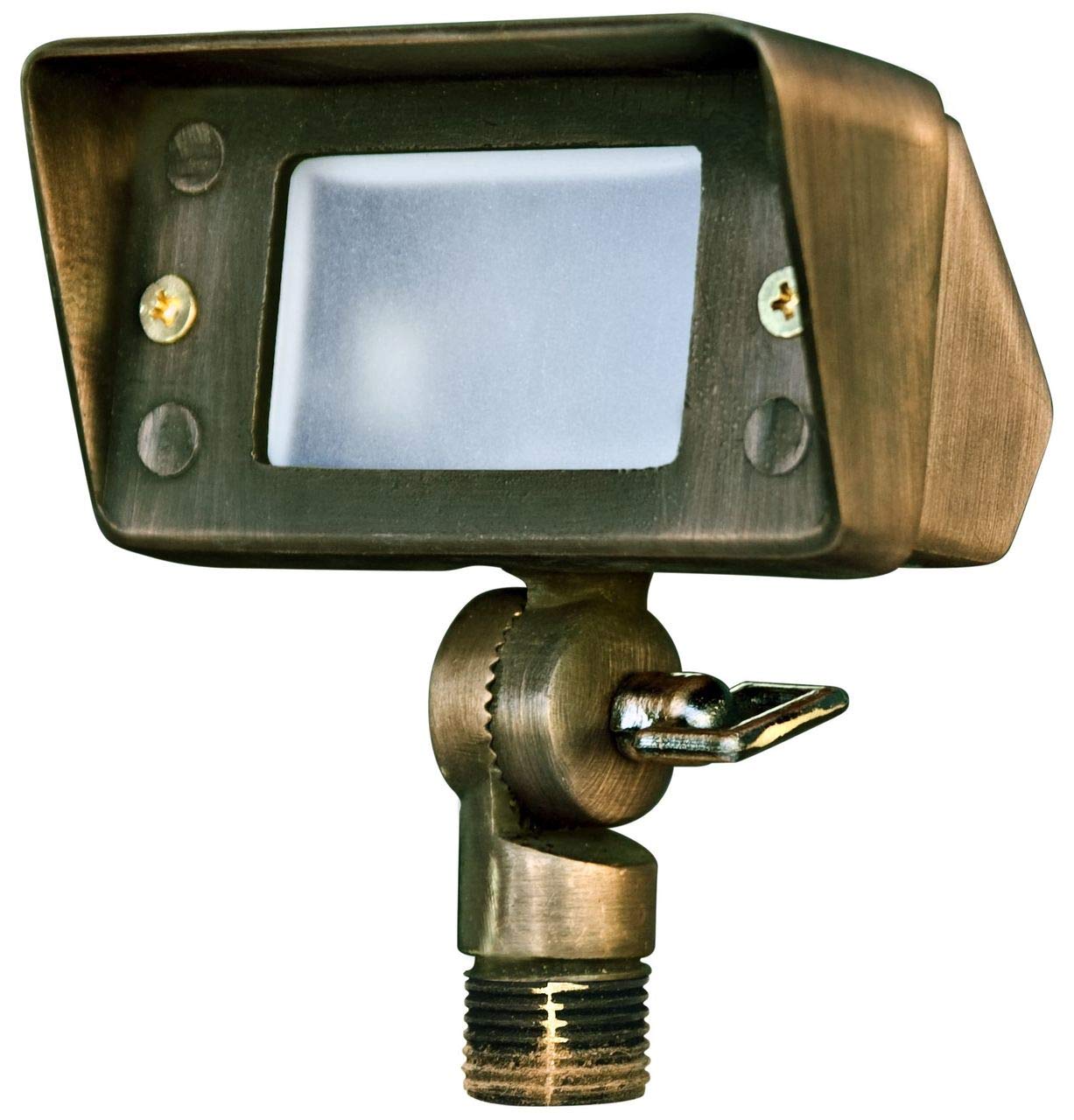 Dabmar Lv116-Wbs Brass Directional Area Flood Light With Hood, Weathered Brass Finish