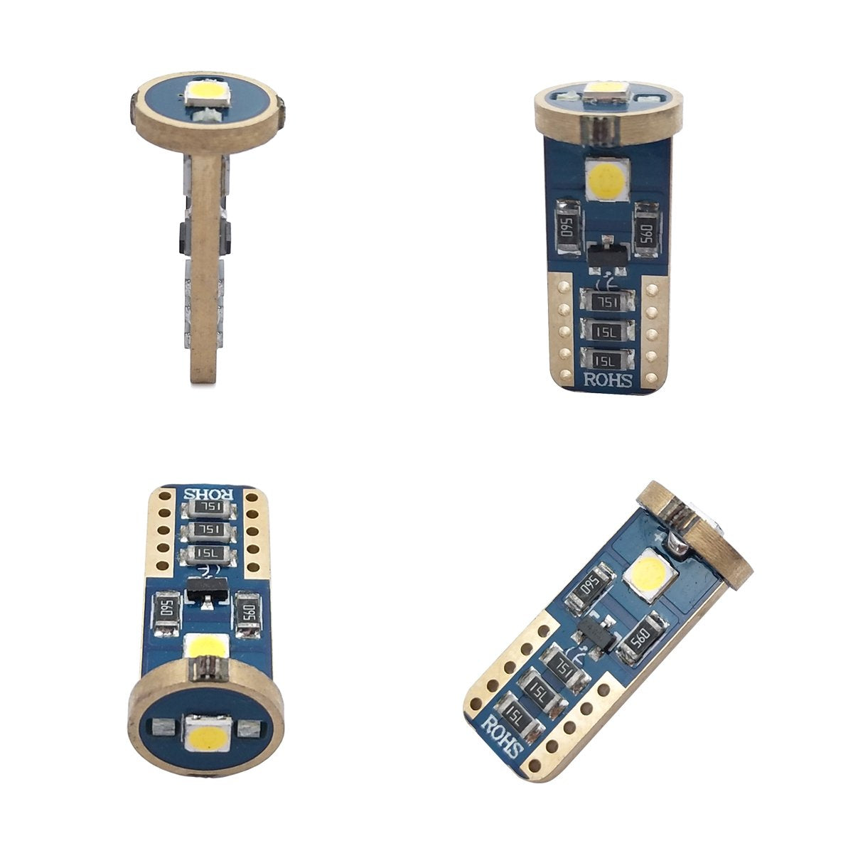 iBrightstar T10 LED Bulbs, Extremely Bright Wedge Lights for Car Interior, Gold, Model iBrightstar-T10-3030-3G