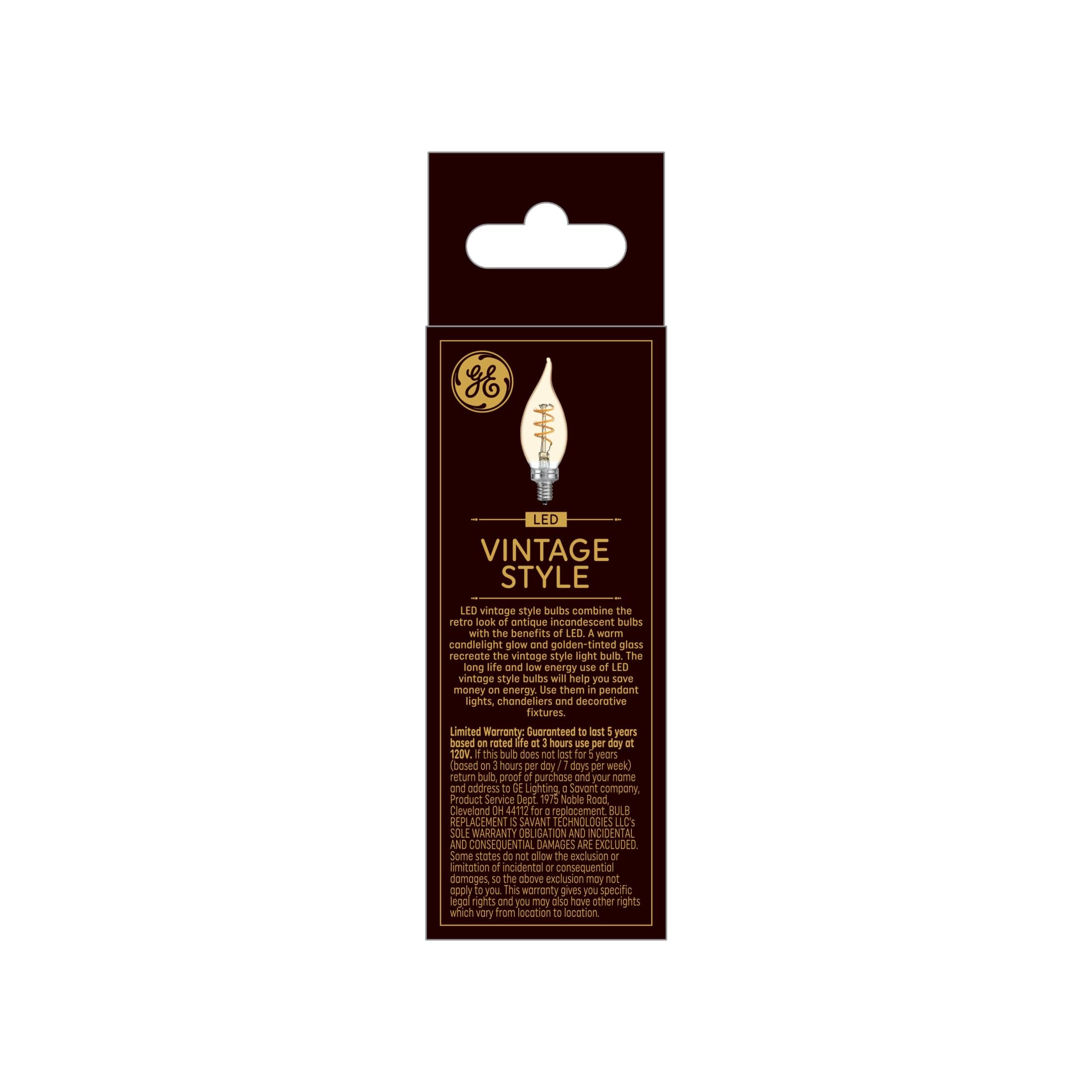 Ge Lighting 36488 25W Amber Ca11 (1-Pack) Led Vintage Decorative Bulb, Small Base