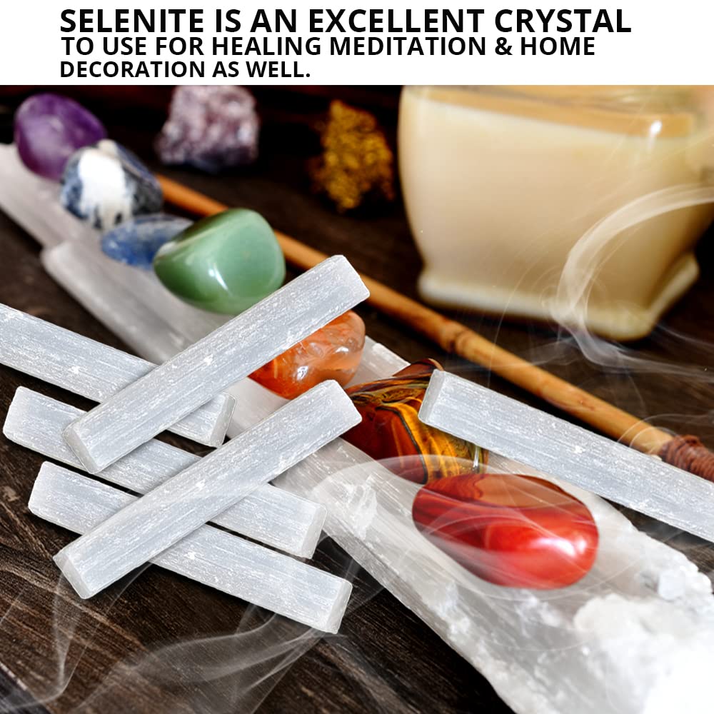Himalayan Glow Selenite Crystal Sticks - 2 Lbs, White, Model 1031, Healing Stones, Tourmaline, Chakra Stone