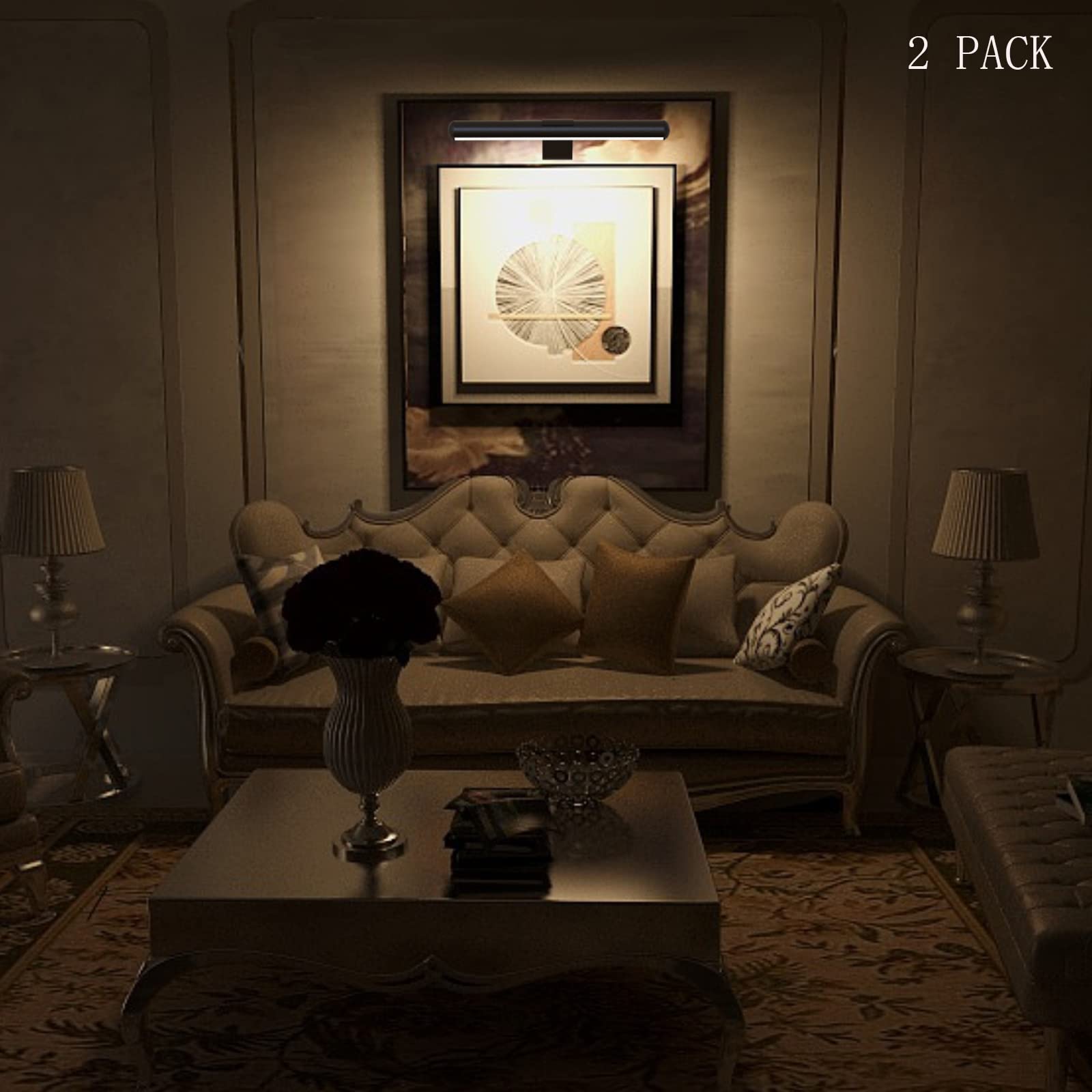 Picture Lights for Wall Art Rechargeable 5000mAh,Remote,Painting Light for Gallery, 3 Lighing Color Dimmable ,Full Metal Magneti