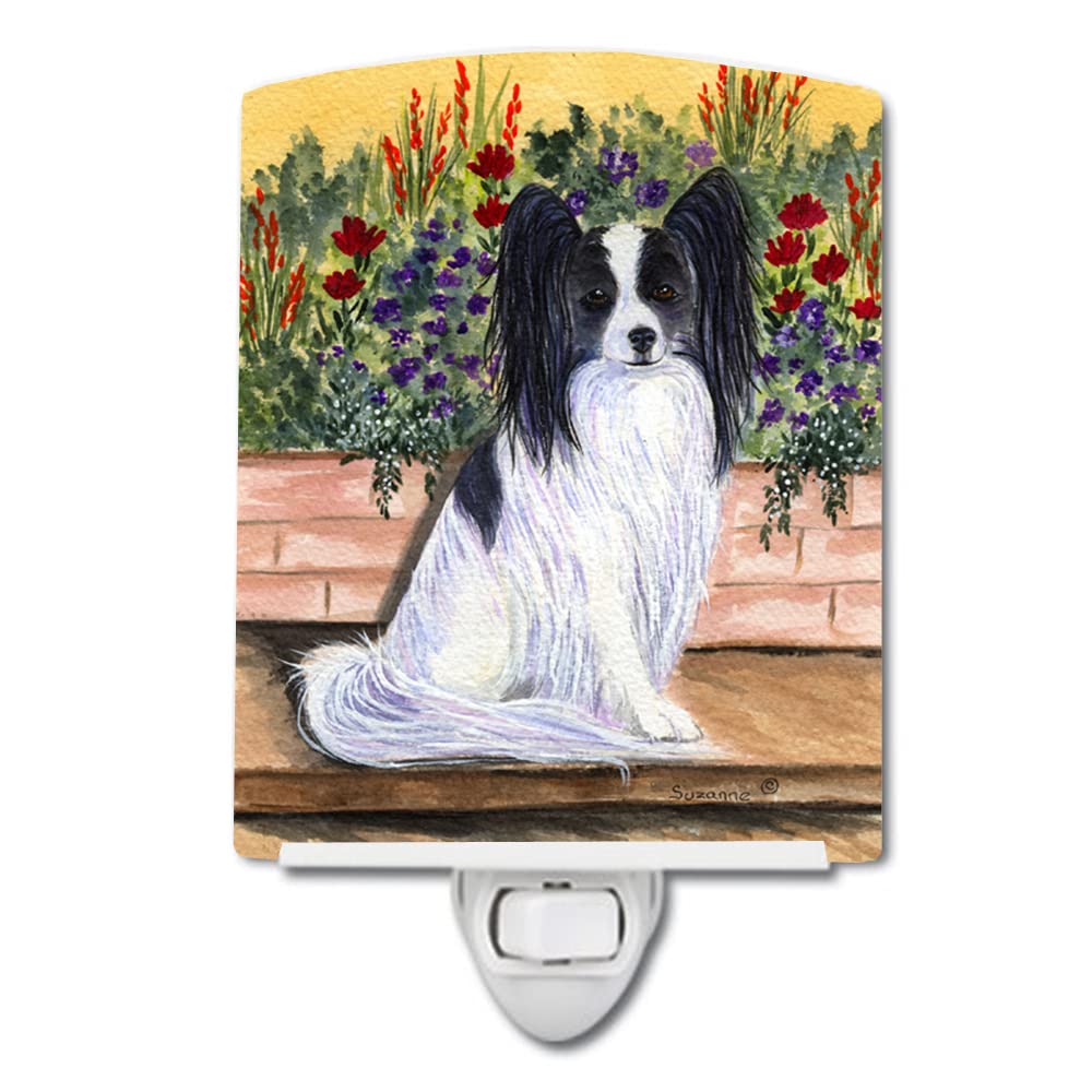 Caroline'S Treasures Ss8210Cnl Papillon Ceramic Night Light Compact, Ul-Certified, Ideal For Bedroom, Bathroom, Nursery, Hallway, Kitchen, 6X4X3, Multicolor