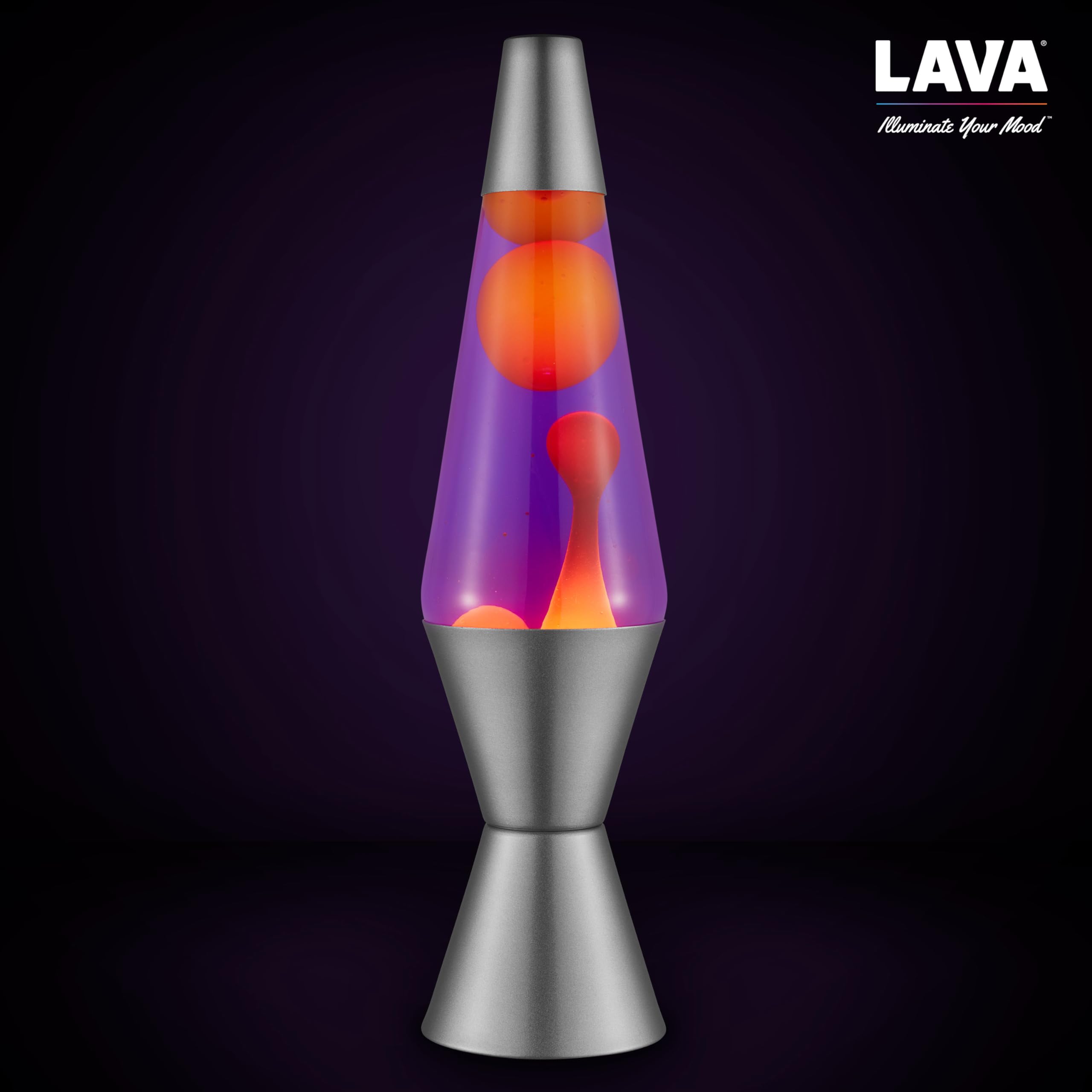 Lava® Lamp - Original Motion Light - 14.5" Glass - Purple Sunset - Yellow Wax - Model 26350400US