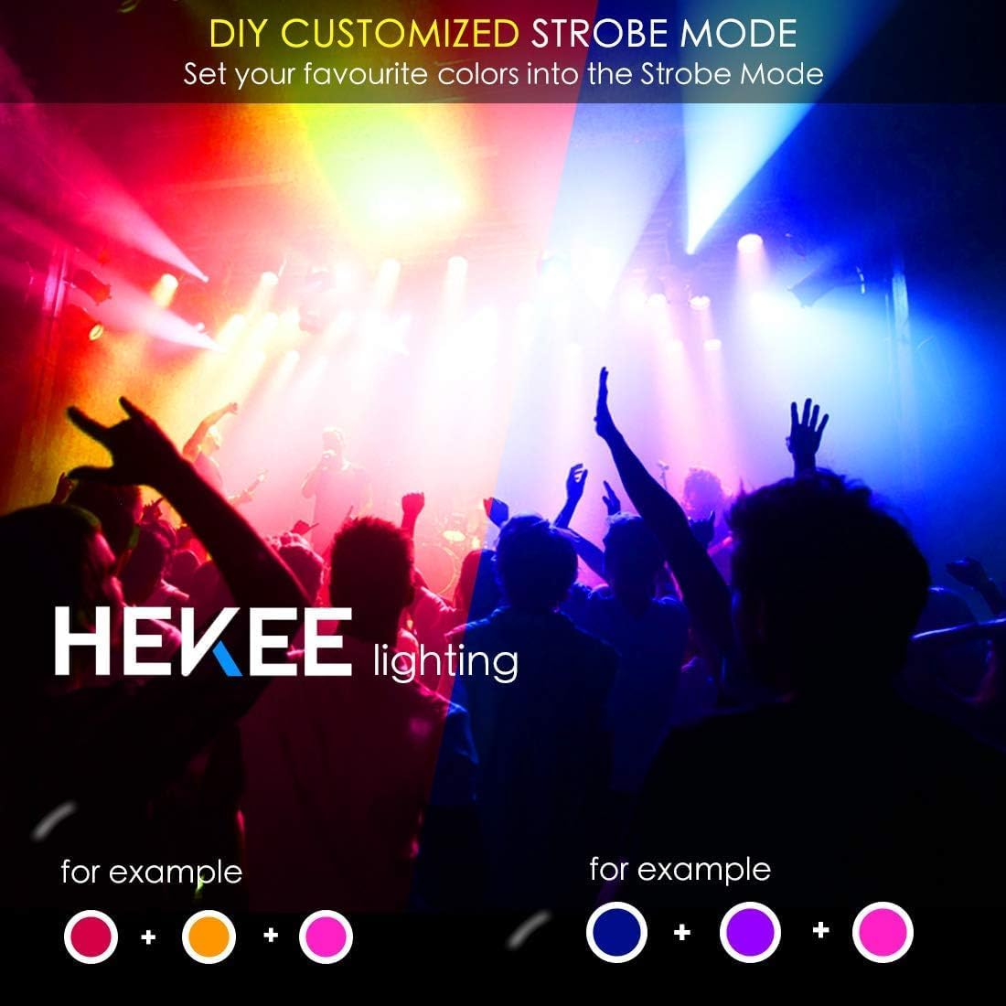 HEKEE 50W RGB LED Flood Light - 2 Pack, Multicolor, Waterproof, Remote Control, DIY Strobe & Timing Modes, Model BLFL-LFCA