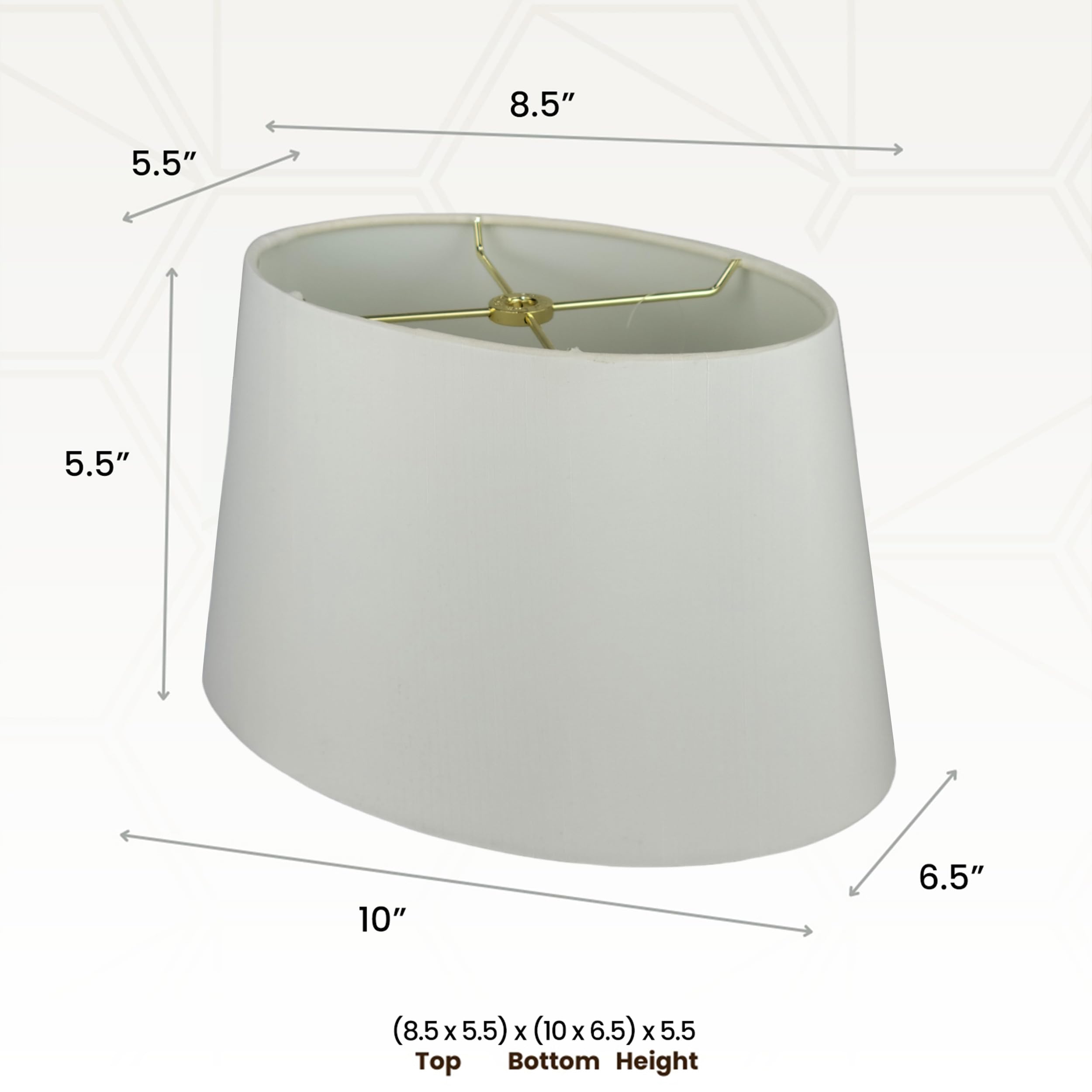 Royal Designs, Inc. Shallow Oval Hardback Lamp Shade, Hb-611-10Wh, White, (8.5 X5.5) X (10 X 6.5) X 5.5