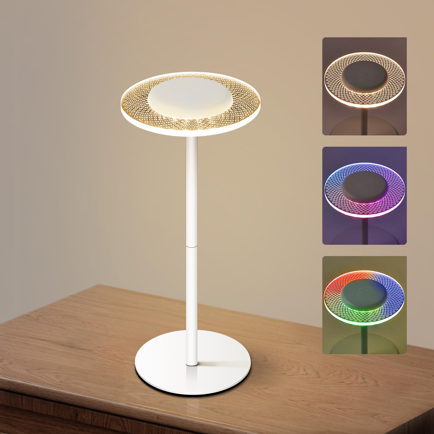 Loftek Cordless Table Lamps - Rechargeable Rgb Color Changing Bedside Lamp, Portable Battery-Powered Light For Bedroom, Living R