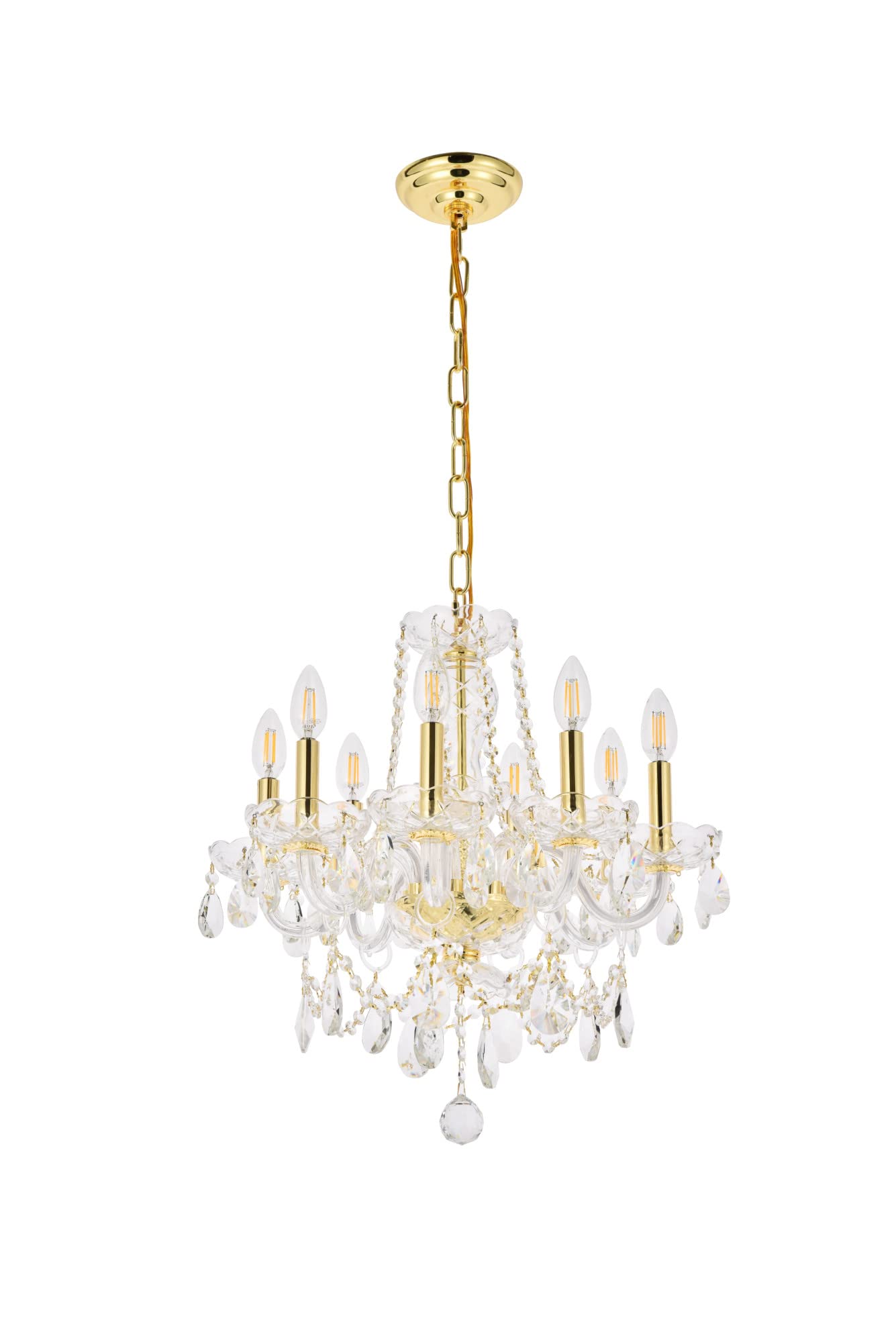 Elegant Lighting Value Princeton 8 Light Gold Chandelier Clear Royal Cut Crystal