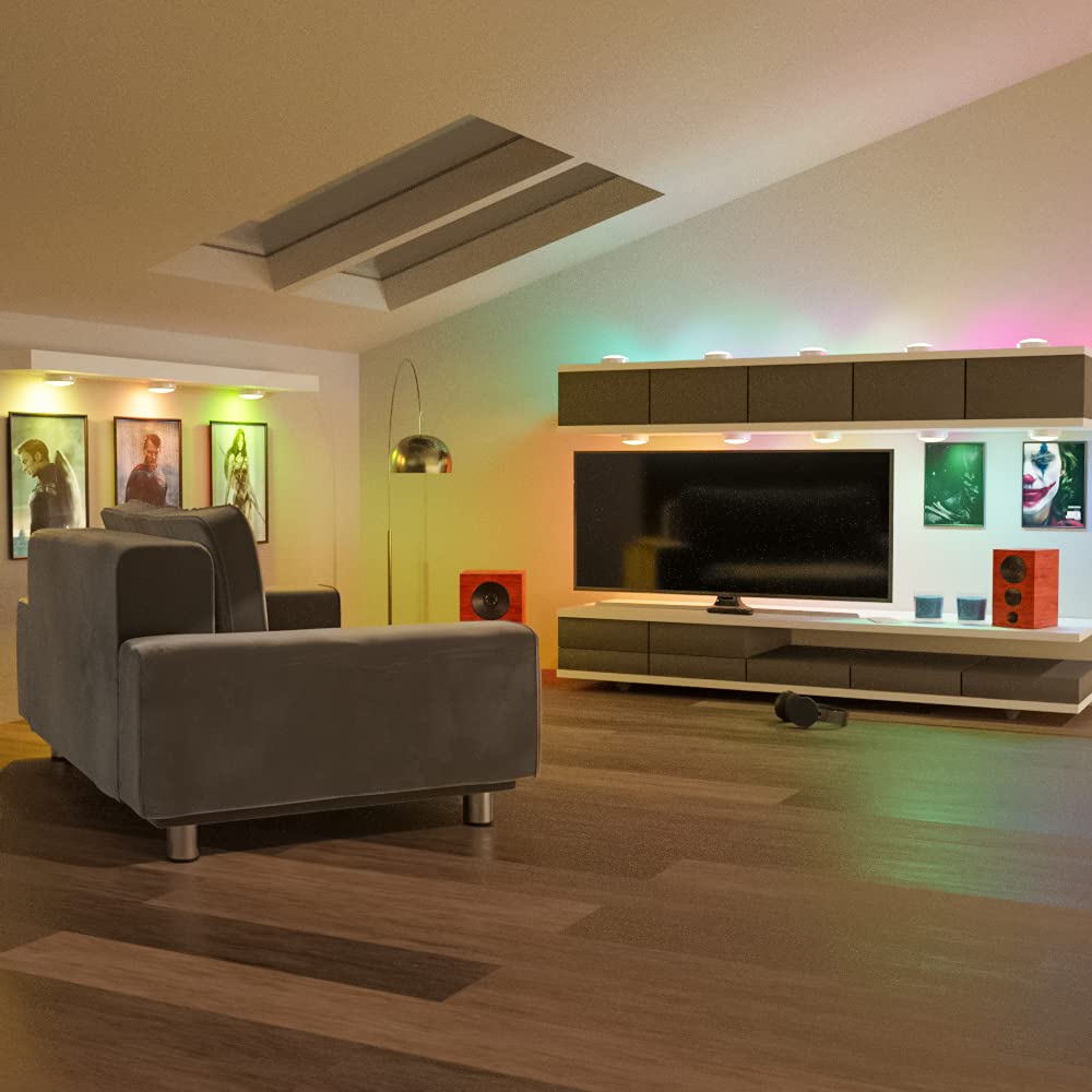 Helplex Puck Lights With Remote, Color Changing Led Stick On Lights Battery Powered Dimmable Under Cabinet Lights Wireless Under