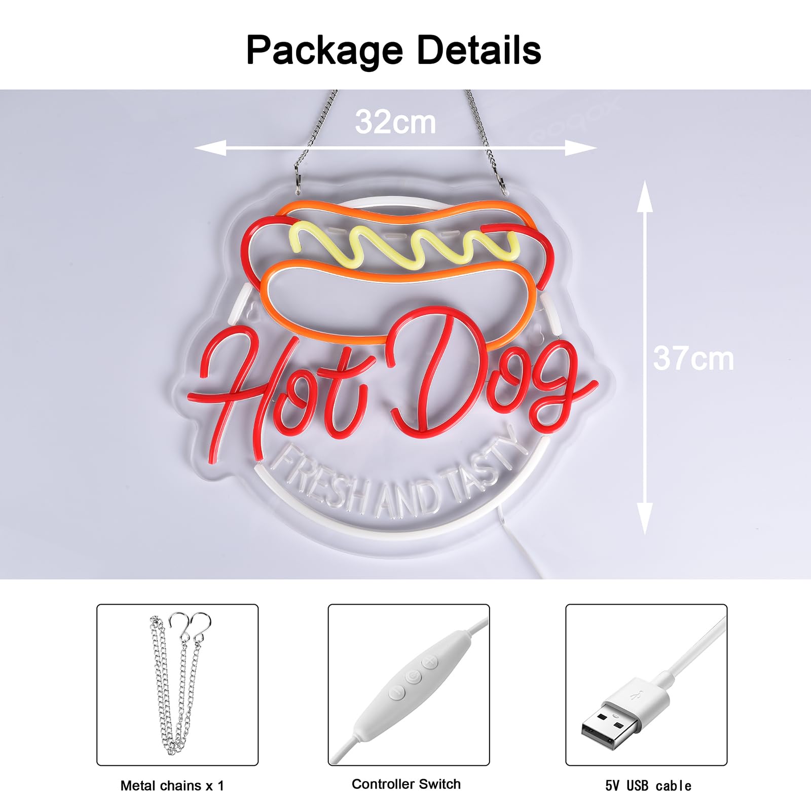 Jomobuty Hot Dog Neon Sign For Wall Decor Led Light Up Sign Business Signage For Home Kitchen Restaurant Bar Cafe Fast Food Shop Gift 14.6 X 12.6 Led Art Wall Hanging Decorative Lights