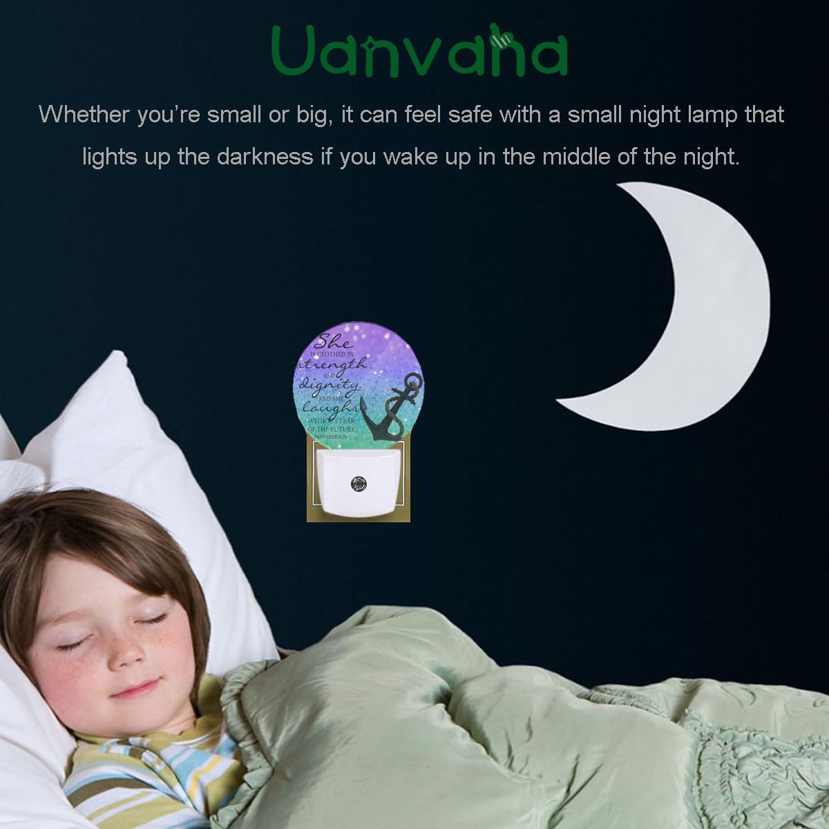 Uanvaha Anchor Night Light Proverb She Is Clothed In Strength And Dignity And She Laughs Without Fear Of The Future Led Dusk To