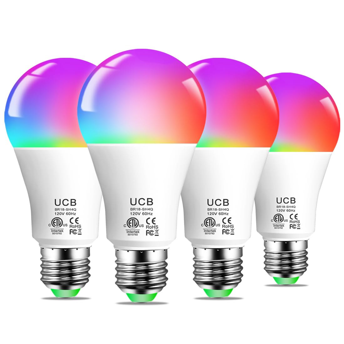 Ucb Smart Light Bulbs 130W Equivalent, Color Changing Light Bulb, Work With Alexa Only, 16 Million Colors Rgbww, Music Sync, Diy