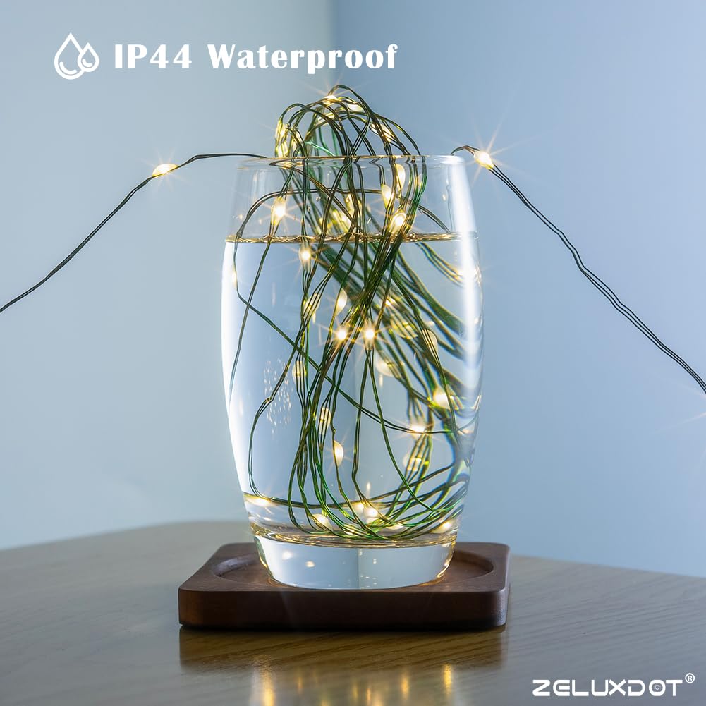 Zeluxdot Fairy Lights Plug In,100Ft 300 Leds Waterproof String Lights,Green Copper Wire,Led Lights Stirp With Remote 8 Modes For Indoor Outdoor Christmas Wedding Birthday Patio Garden Decor,Warm White