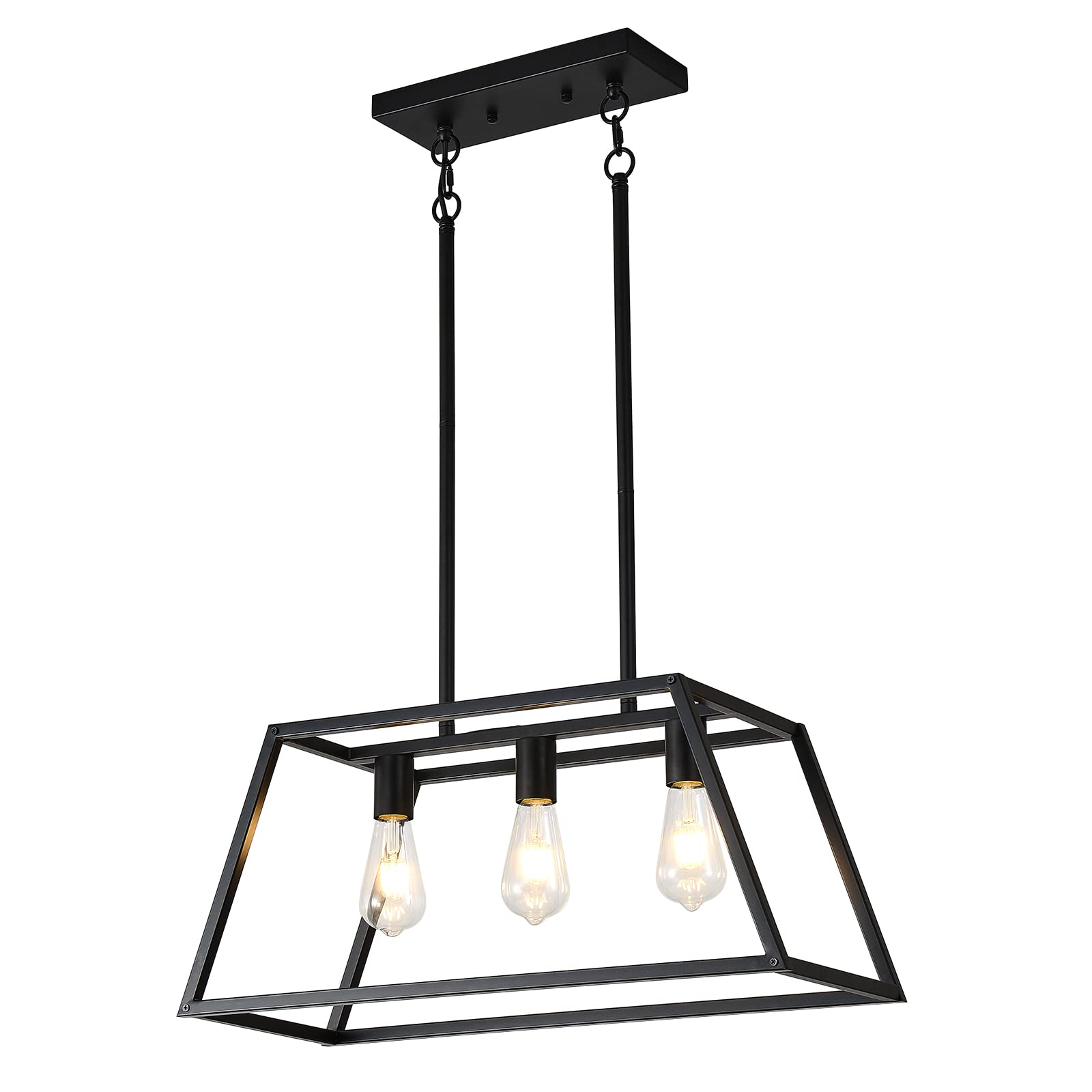 HQZBPT Kitchen Lighting Fixtures Ceiling Hanging Modern Linear Hanging Matte Black 3-Light Industrial Pendant Lighting for Kitch