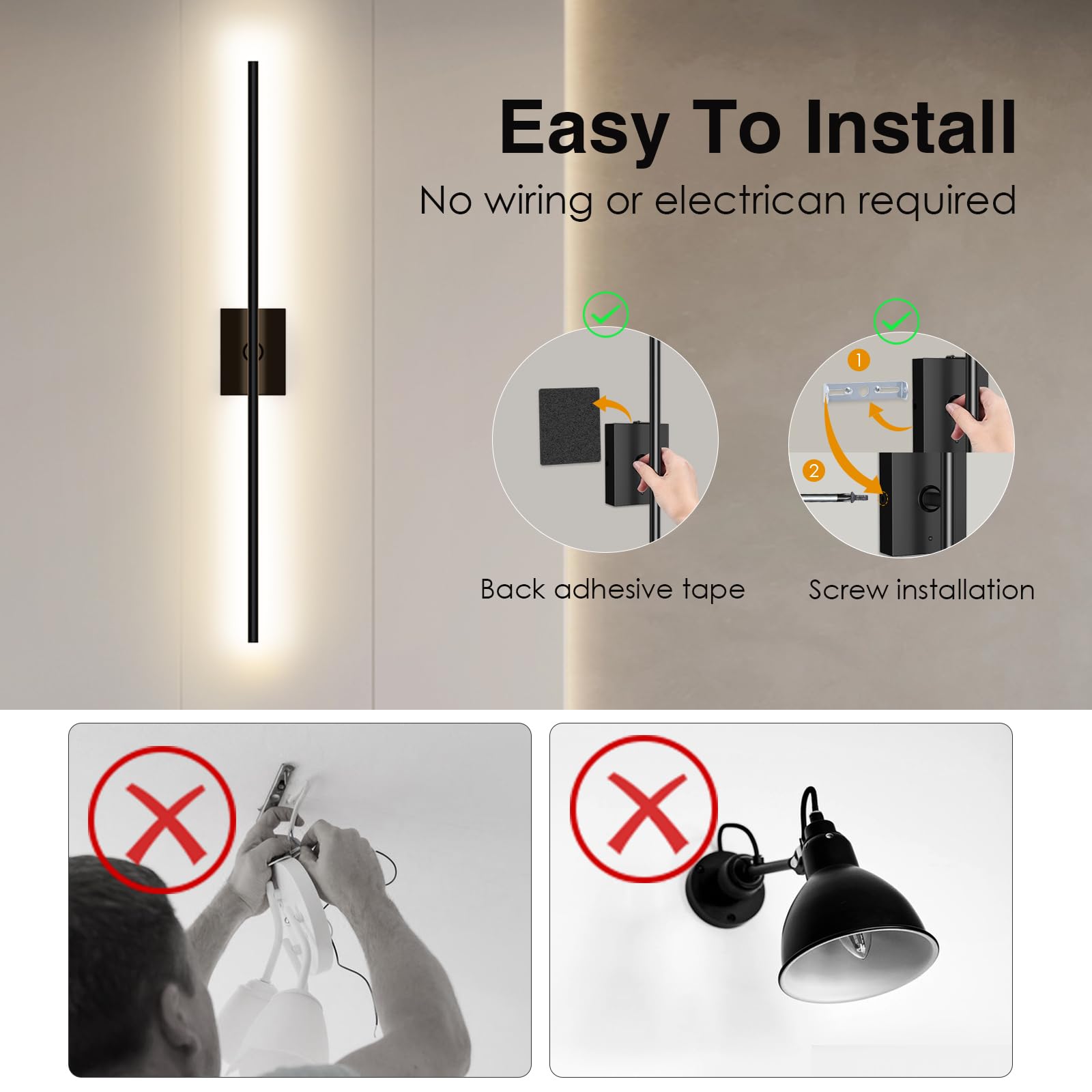 Temracha Battery Operated Wall Sconce With Remote Control, Wall Sconces Set Of Two, Dimmable Led Lights For Bedroom, 3000K-6500K