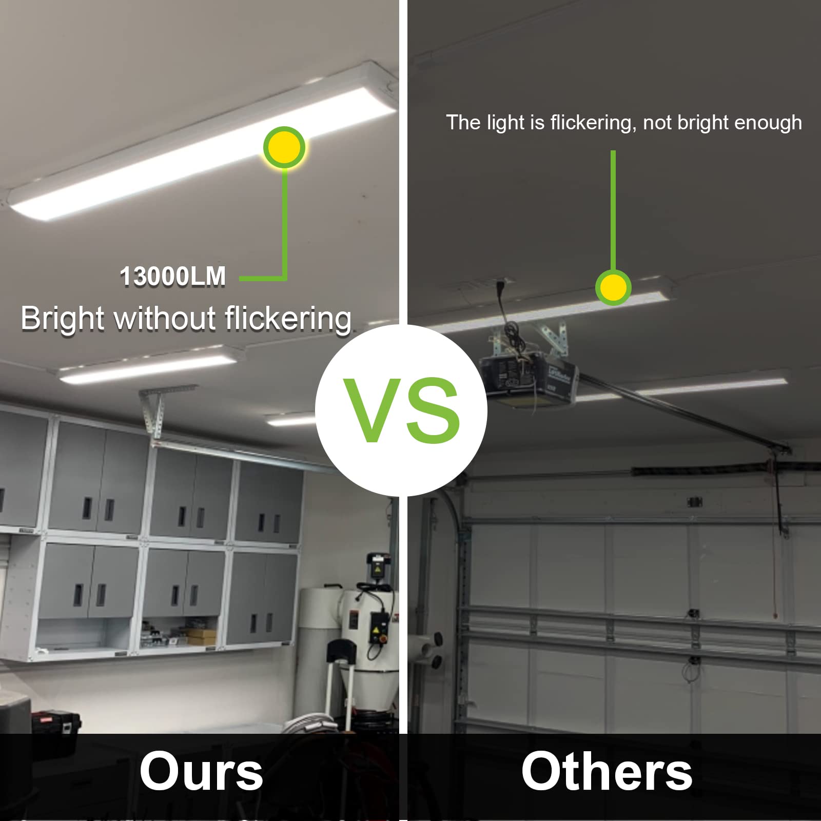 hykolity 4FT LED Shop Light 120W, 13000lm, 5000K, Linkable, Plastic, Model SLA-1115, White
