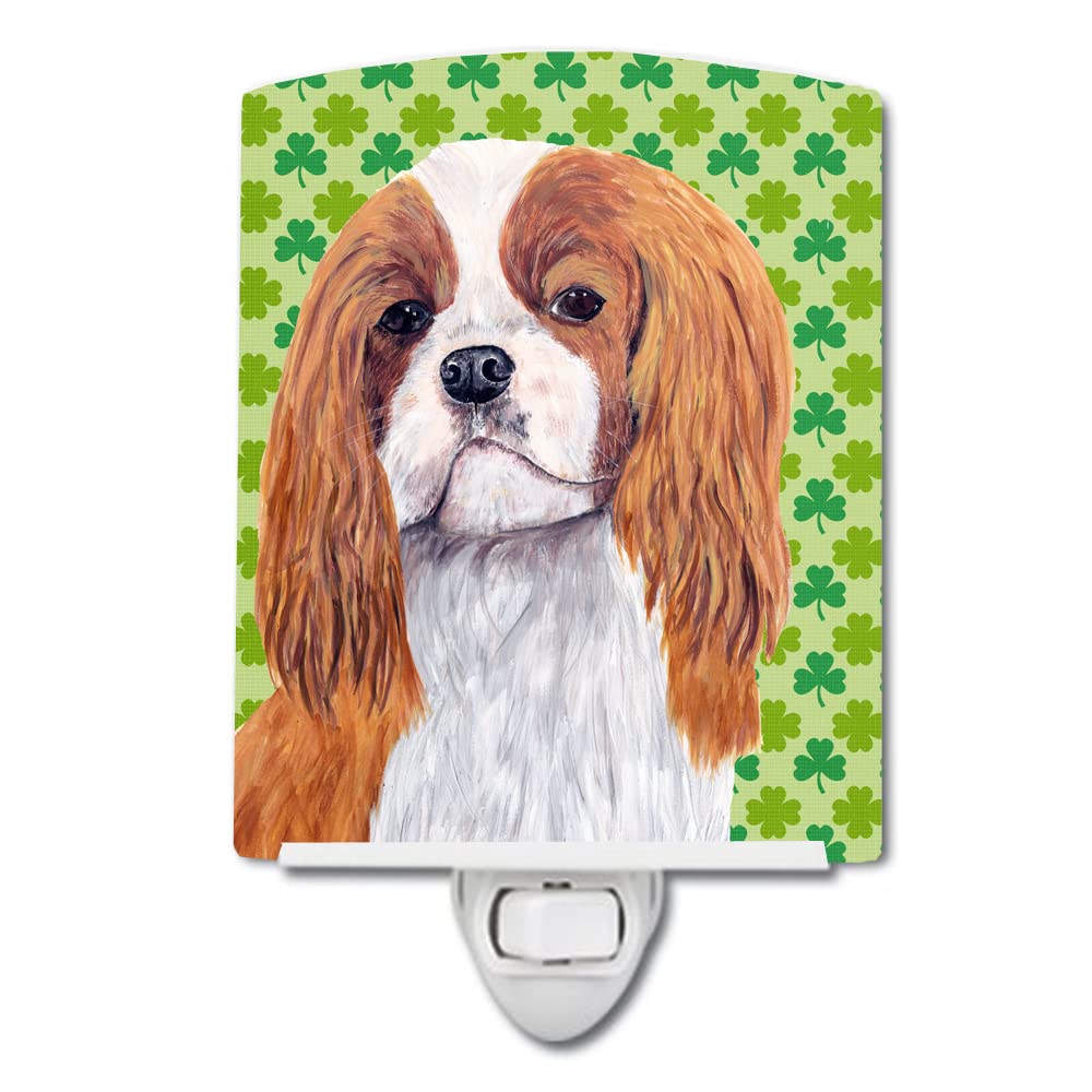 Carolines Treasures Ceramic Night Light, Cavalier Spaniel Shamrock, UL-Certified, 6x4x3, Multicolor, Model SC9314CNL