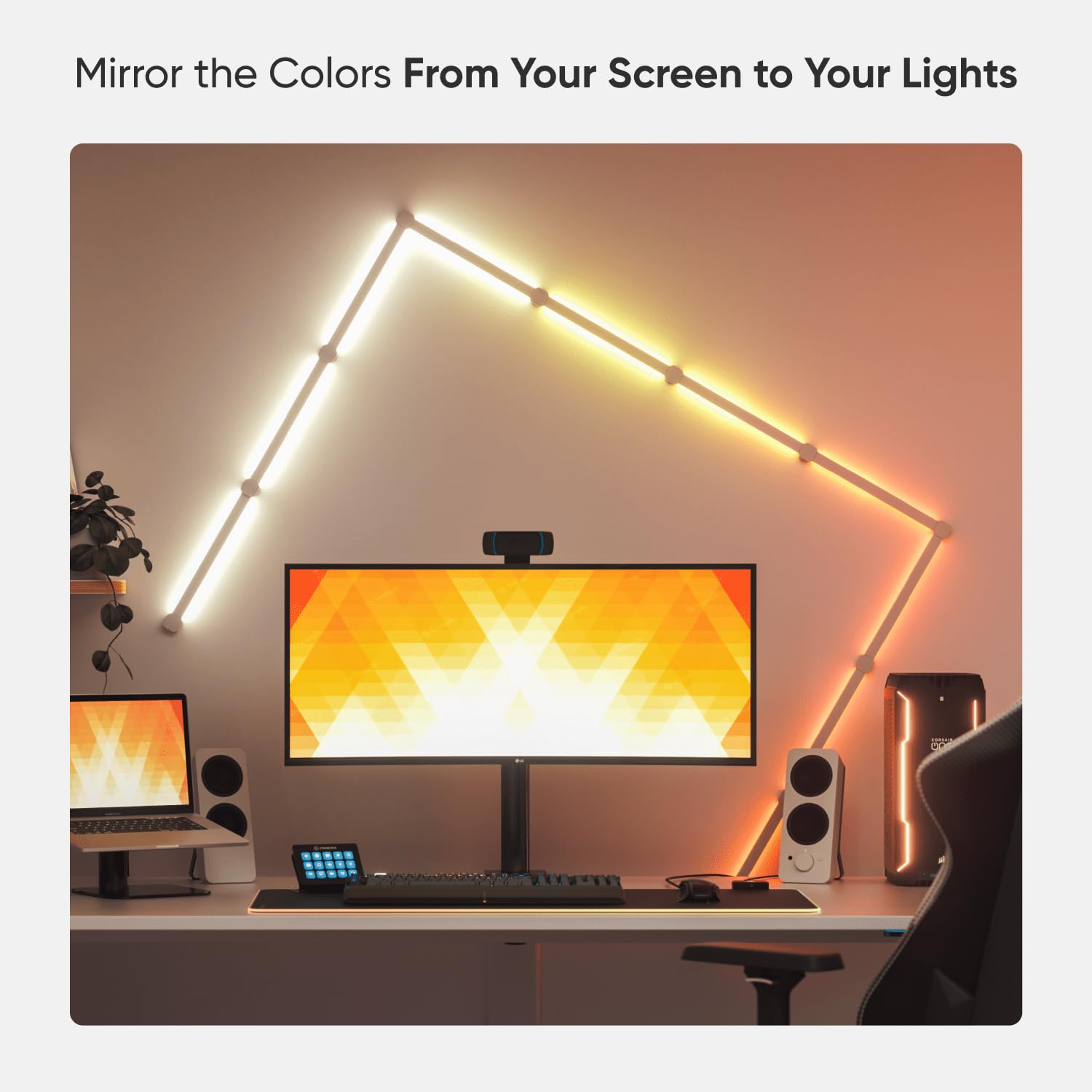 Nanoleaf Lines Smart LED Wall Lights, 90 Degree 4PK, Multicolor, WiFi, Music & Screen Sync, Works with Alexa & Google Assistant
