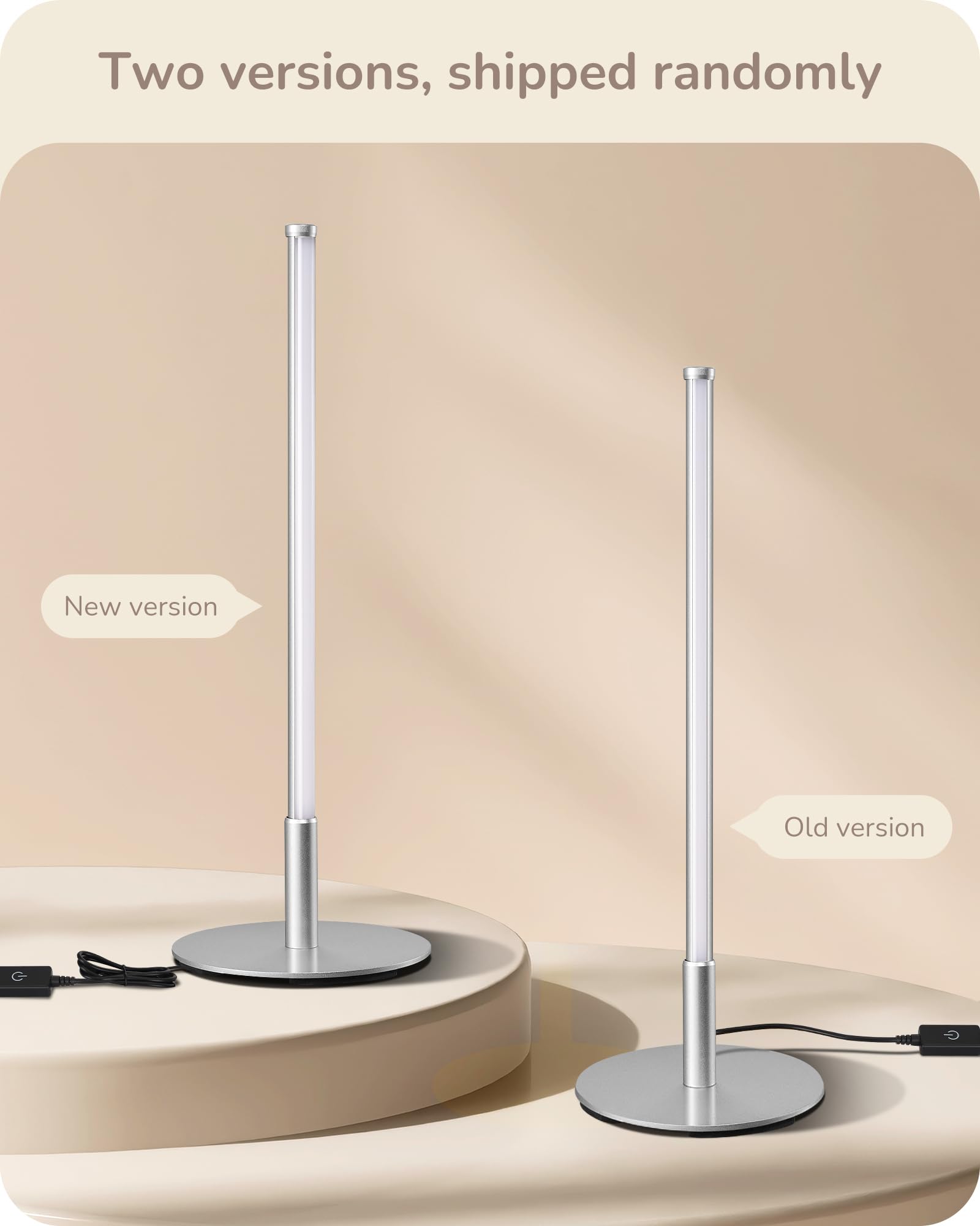 EDISHINE LED Table Lamp - Minimalist Design, 3 Dimmable Color Temperatures, Touch Control, Silver Finish, 6W