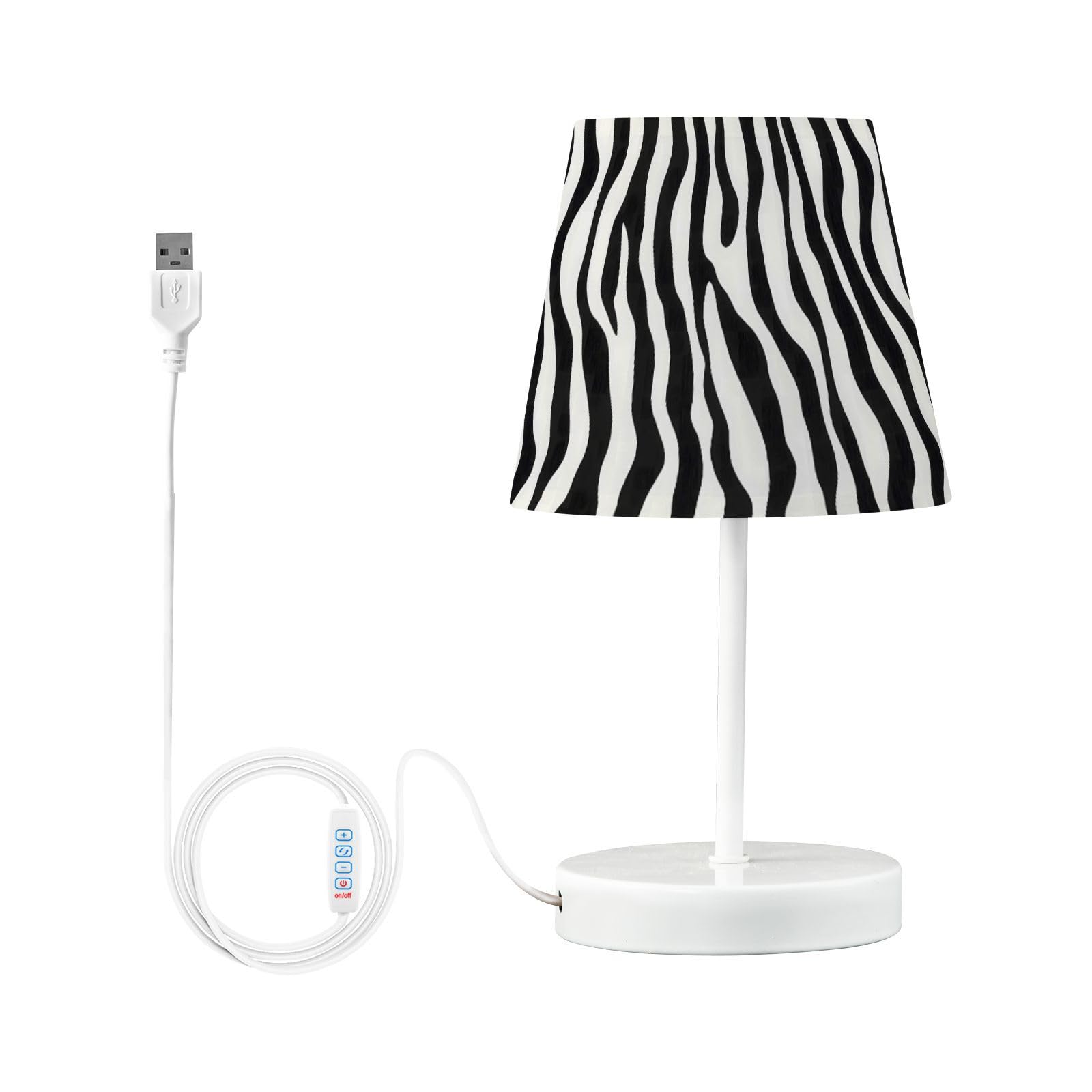 BOENLE Bedside Lamp Black White Zebra Stripe Table Lamp Bedroom LED Nightstand Desk Lamp Lampshade for Sleeping Living Room Dorm