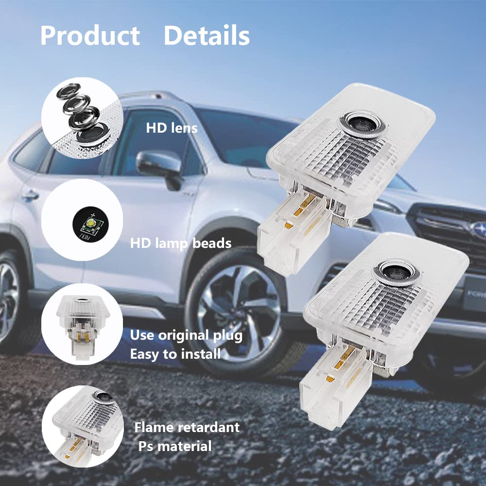 uunonaha LED Car Door Logo Lights - Puddle Lamp Projector - Aluminum - Compatible with Forester 02 - 2 pcs
