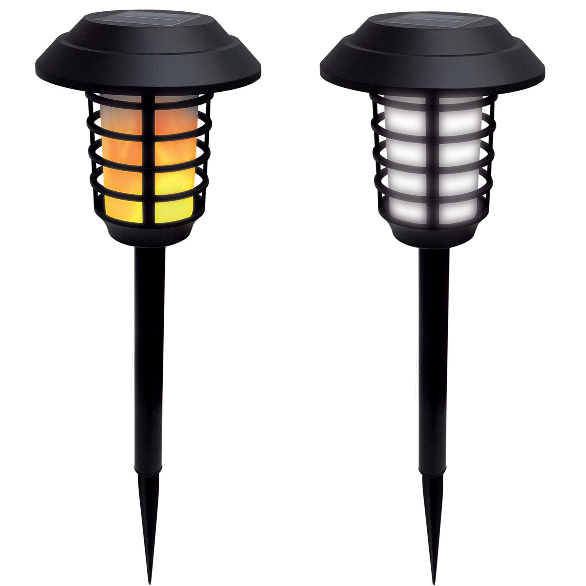 Bell+Howell Smart Solar XL Pathway Lights 2-in-1, Bright White & Flickering Flame Solar Torches Waterproof Outdoor Lighting Land