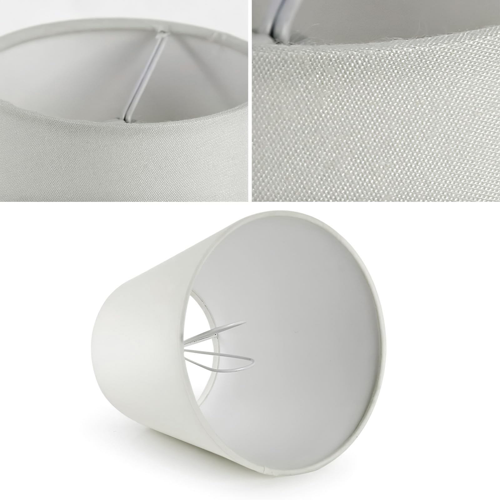 Fuloon Small Lamp Shades, Clip-On, Linen White, 6 Pack, Modern European Style, 3.5x5.1x5.5 in, Model DL-LCZD03-W