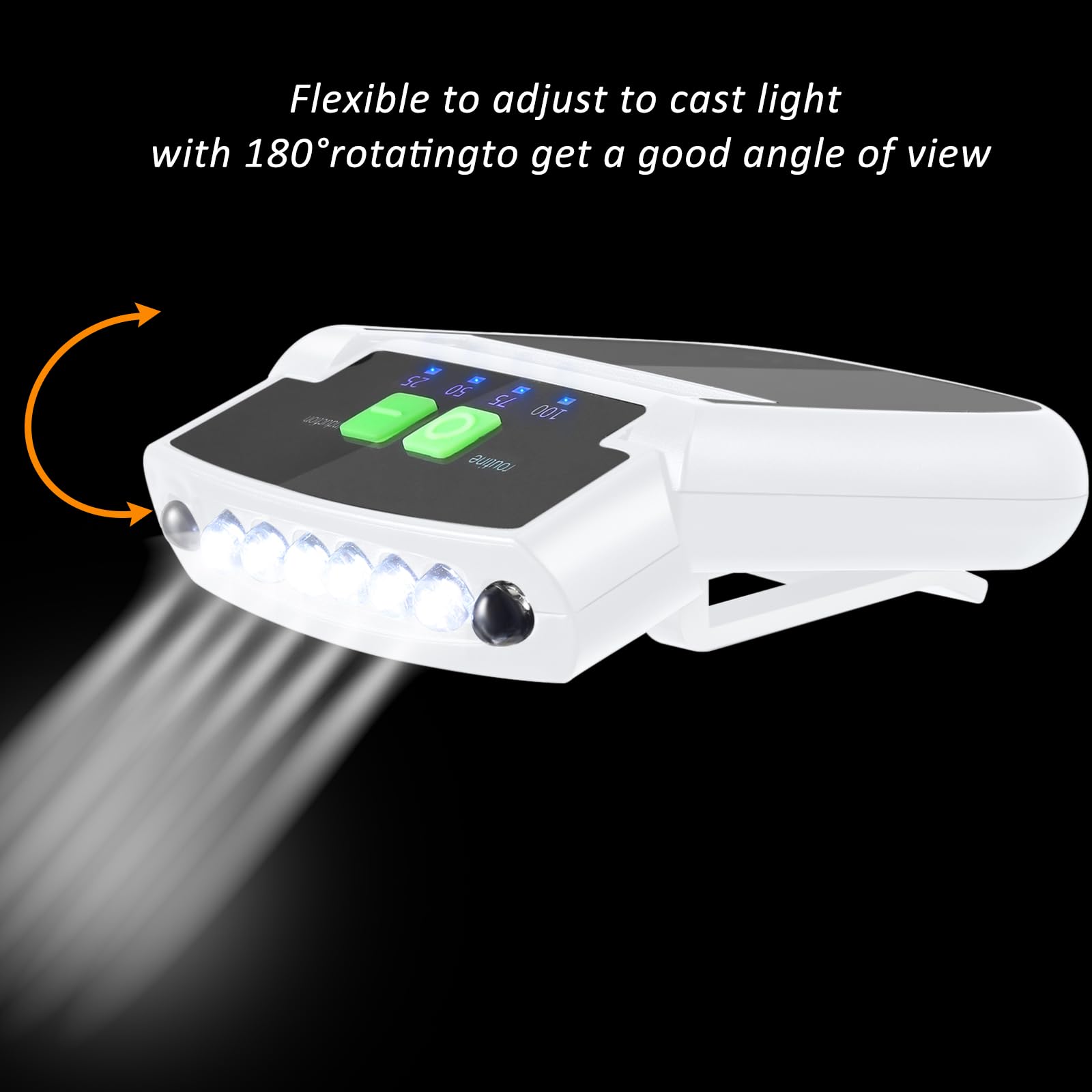 Mudder LED Clip-On Cap Lights, USB Rechargeable, Waterproof, Ultra Bright, Black/White, Model: Mudder-WERT891