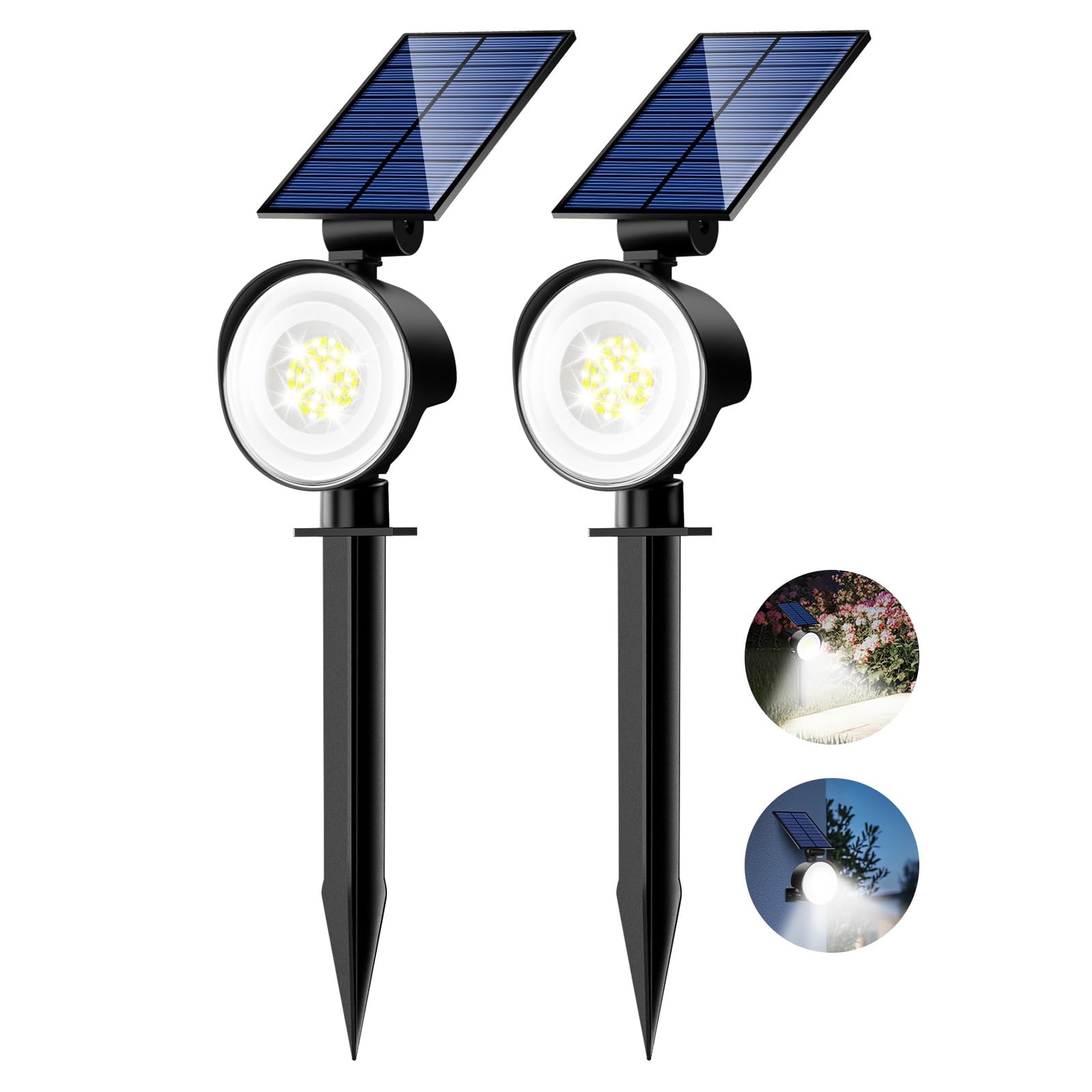 Nipify 2 Pack Solar Spot Lights Outdoor Waterproof  Solar Spotlight Light For Outside Yard Landscape Lighting Pathway Lights Wall Auto On/Off  Purple