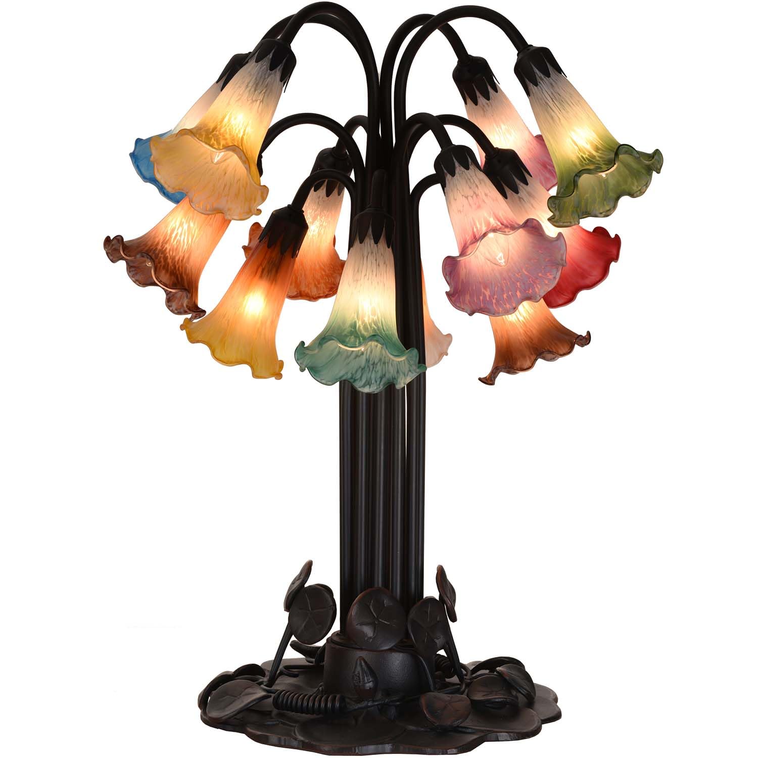 Bieye Ls17S Lily Flower Blown Glass Lampshade (Yellow Cyan, Opening I.D. 0.87'' X O.D. 1'')