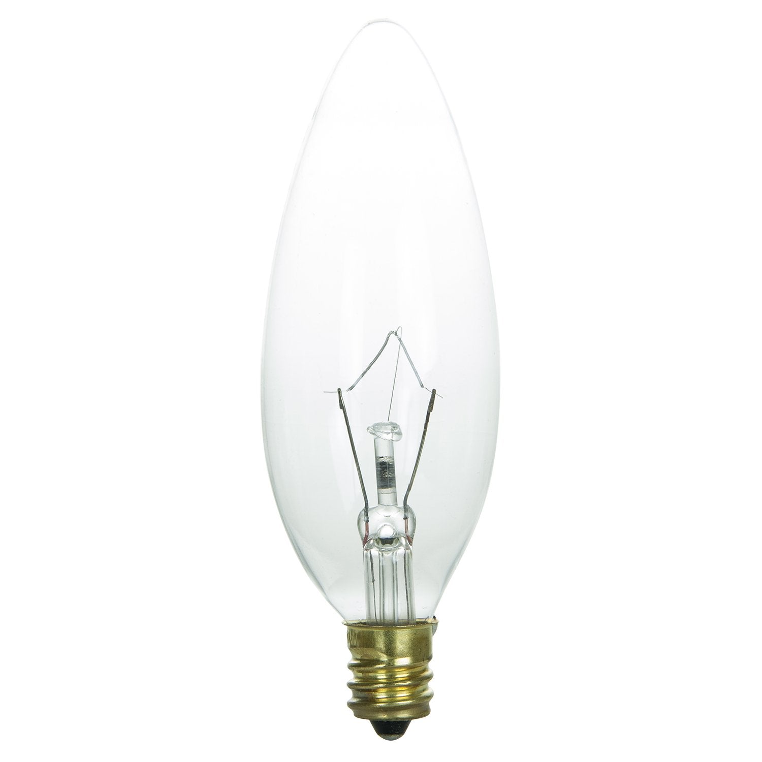 Sunlite 25CTC/32 Incandescent 25-Watt, Candelabra Based, Chandelier Bulb, Torpedo Tip, Clear