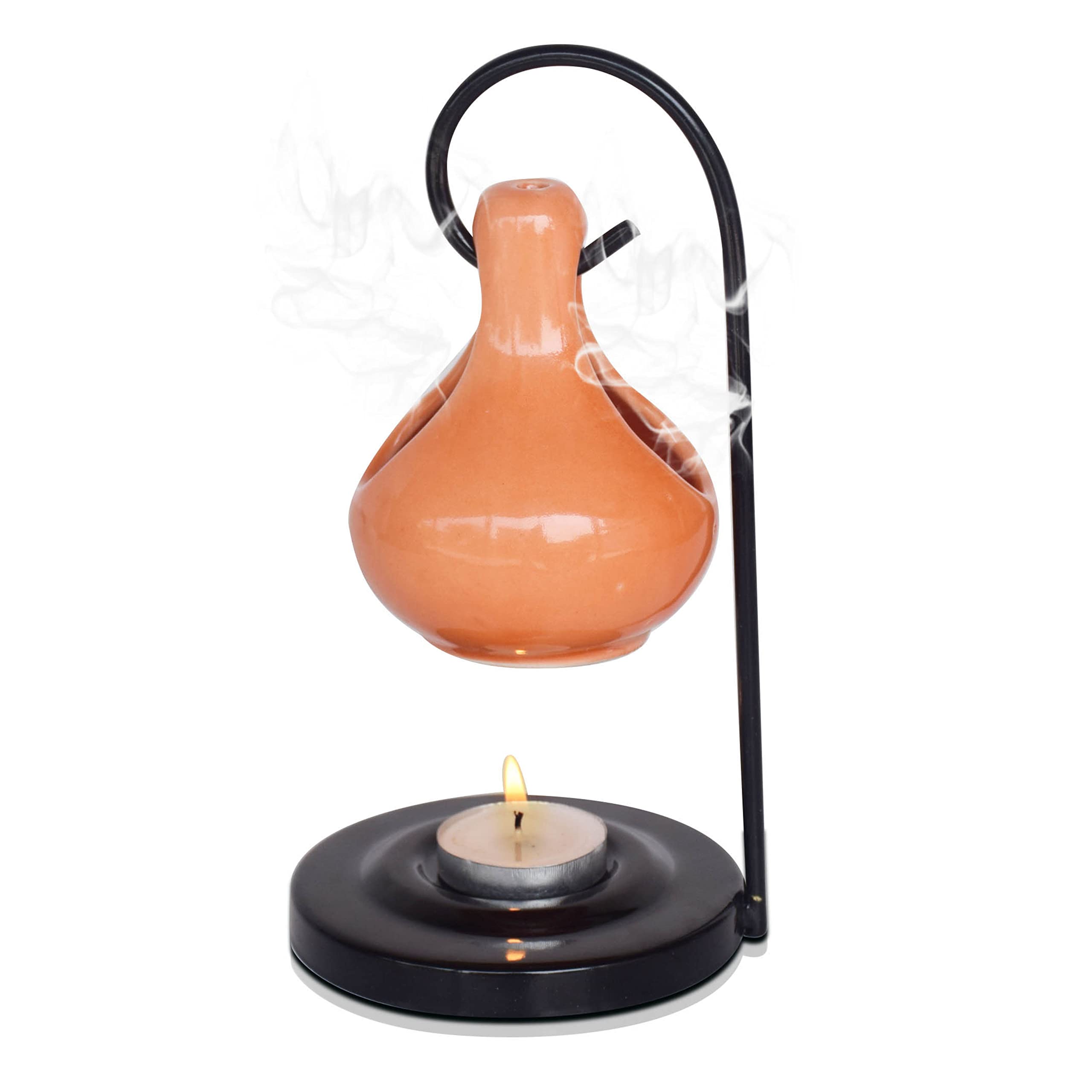 Pure Source India Ceramic Aroma Oil Diffuser Hanging Burner for Home Fragrance Decoration and Gifting, 4 x 8 Inch (Hanging - Ora